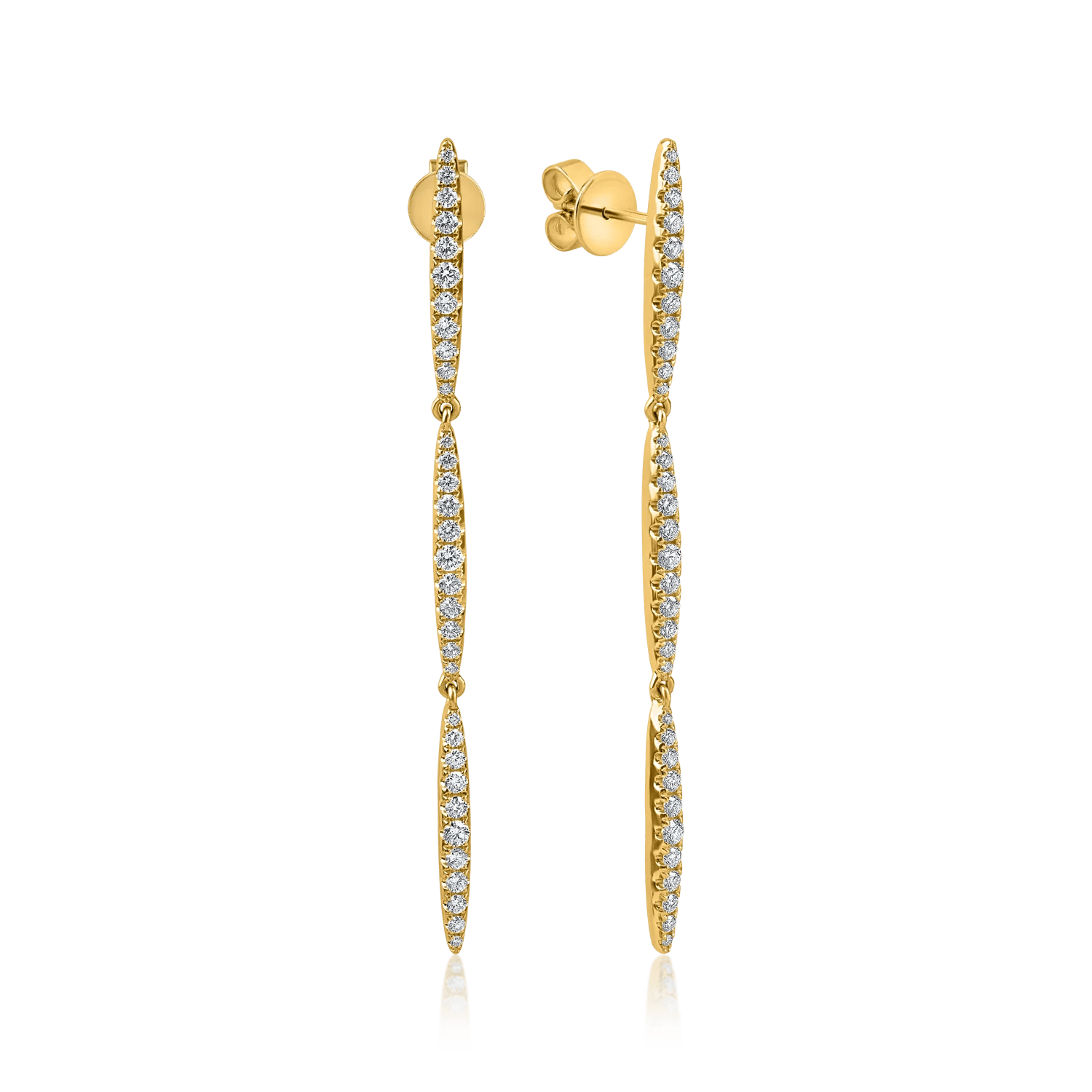 Cercei lungi minimalisti din aur galben cu diamante de 0.8ct – Teilor Cercei lungi minimalisti din aur galben cu diamante de 0.8ct – Teilor