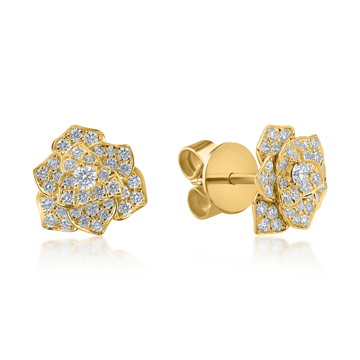 Cercei florali din aur galben cu diamante de 0.54ct Cercei florali din aur galben cu diamante de 0.54ct