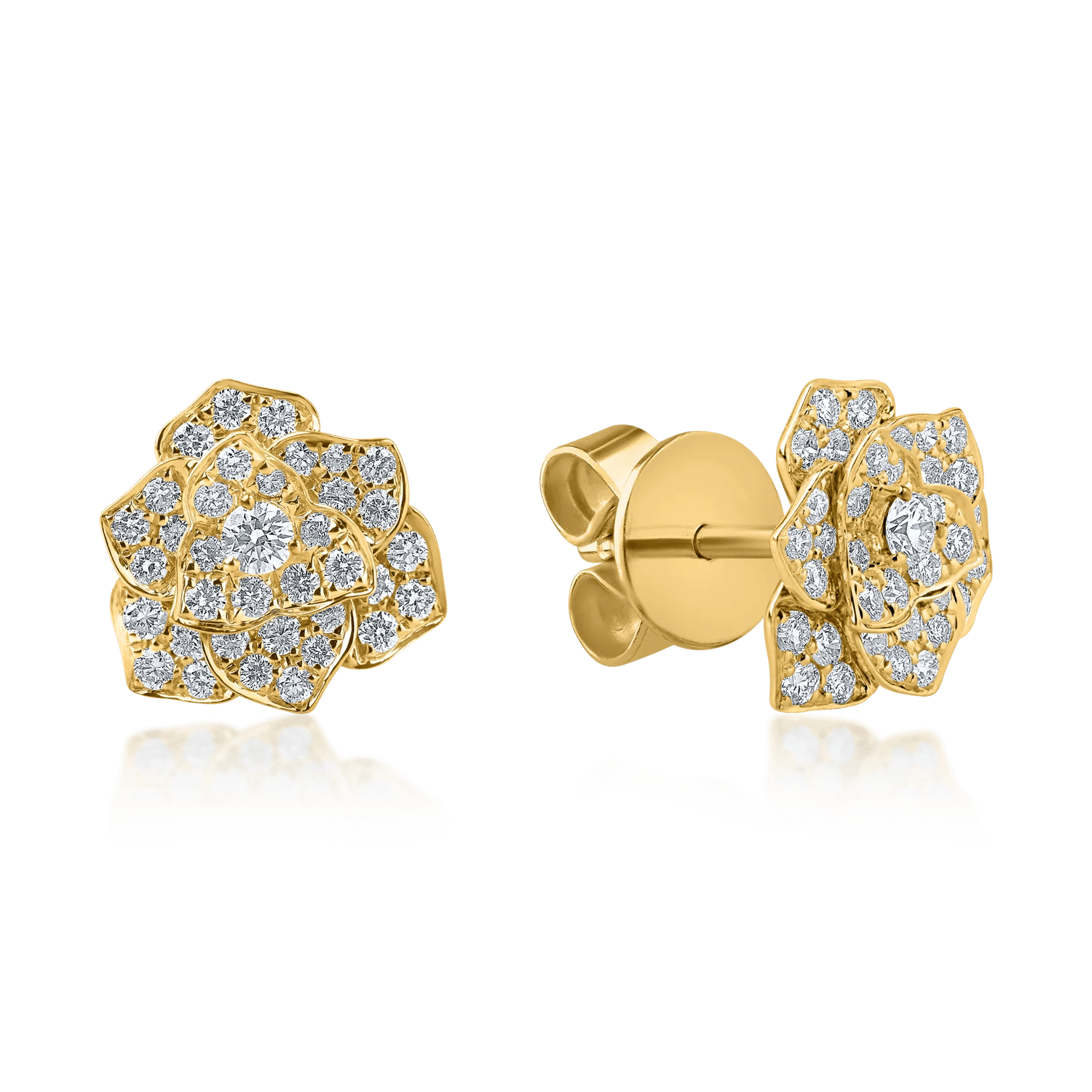 Cercei florali din aur galben cu diamante de 0.54ct – Teilor Cercei florali din aur galben cu diamante de 0.54ct – Teilor
