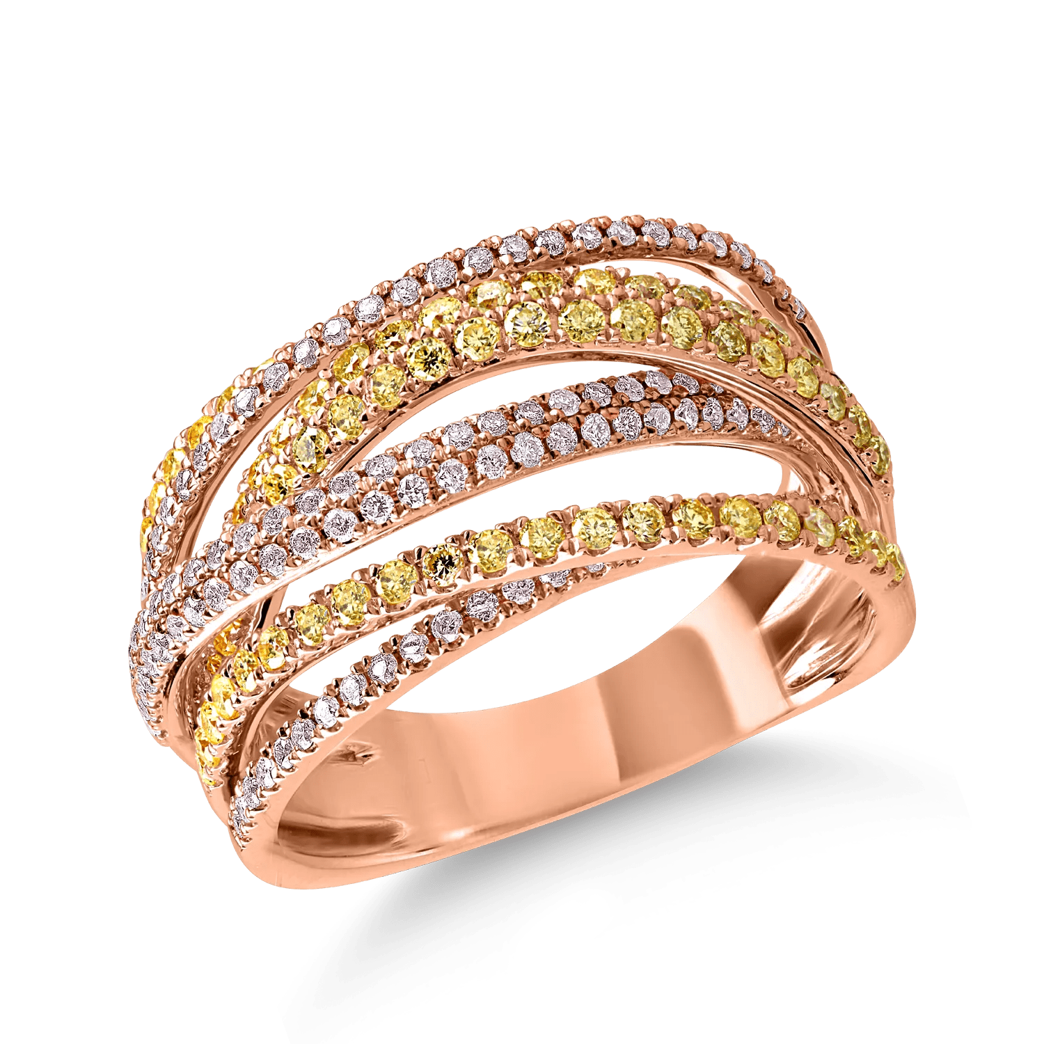 Inel aur roz cu diamante roz și galbene 1.15ct Inel aur roz cu diamante roz și galbene 1.15ct