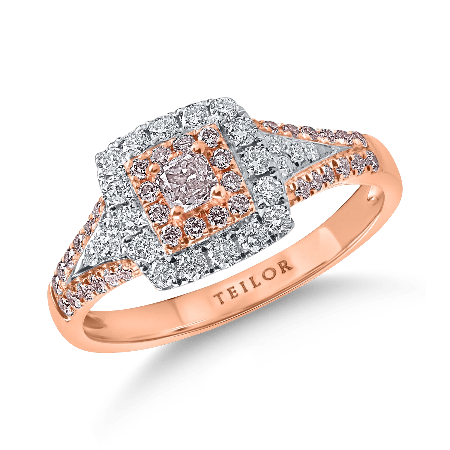 Inel aur alb-roz cu diamante roz și incolore de 0.69ct Inel aur alb-roz cu diamante roz și incolore de 0.69ct