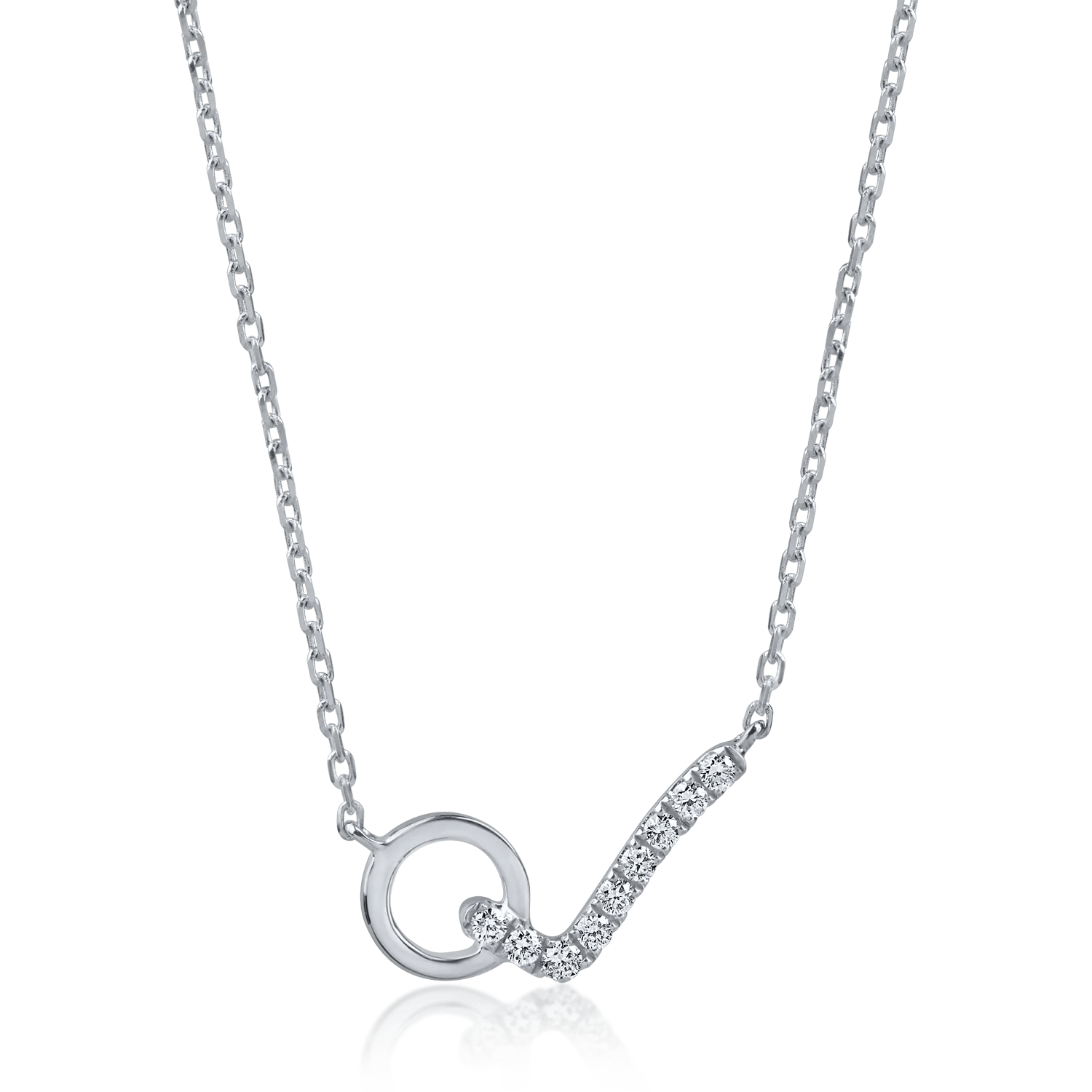 Lănțișor cu pandantiv cerc din aur alb, diamante de 0.09ct Lănțișor cu pandantiv cerc din aur alb, diamante de 0.09ct