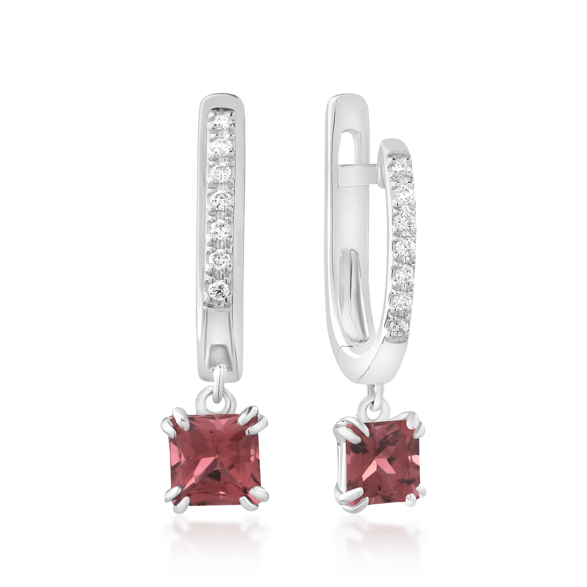 Cercei din aur alb cu turmaline de 0.7ct și diamante de 0.05ct Cercei din aur alb cu turmaline de 0.7ct și diamante de 0.05ct