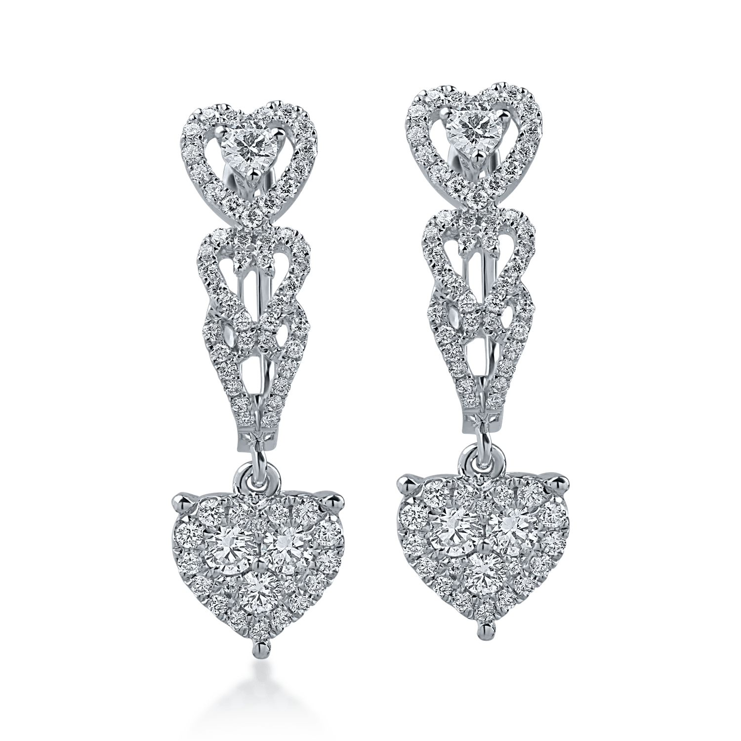 Cercei din aur alb cu diamant de 0.6ct în formă de inimă Cercei din aur alb cu diamant de 0.6ct în formă de inimă