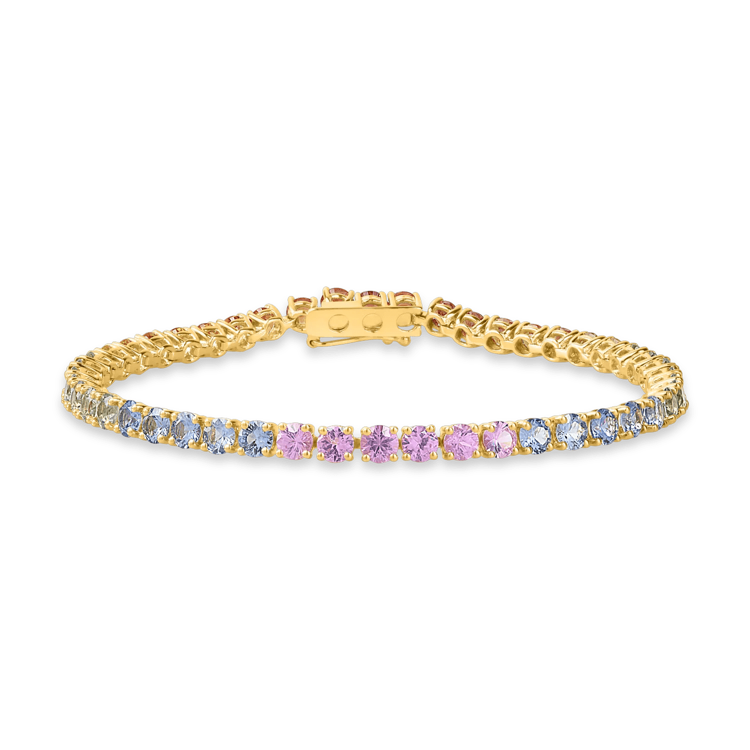 Brățară tennis din aur galben cu safire multicolore 16.39ct Brățară tennis din aur galben cu safire multicolore 16.39ct