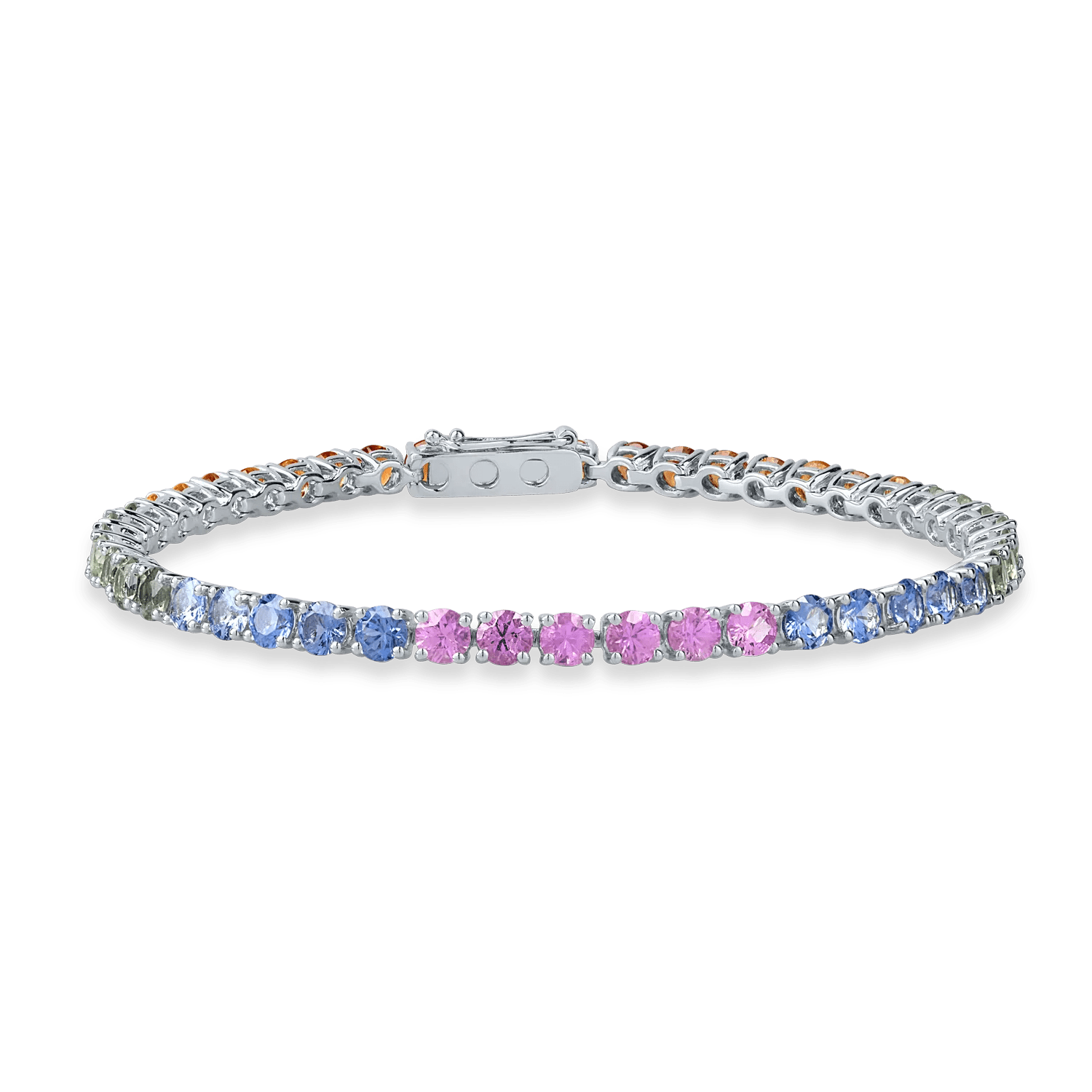 Brățară tennis din aur alb cu safire multicolore de 16.4ct Brățară tennis din aur alb cu safire multicolore de 16.4ct