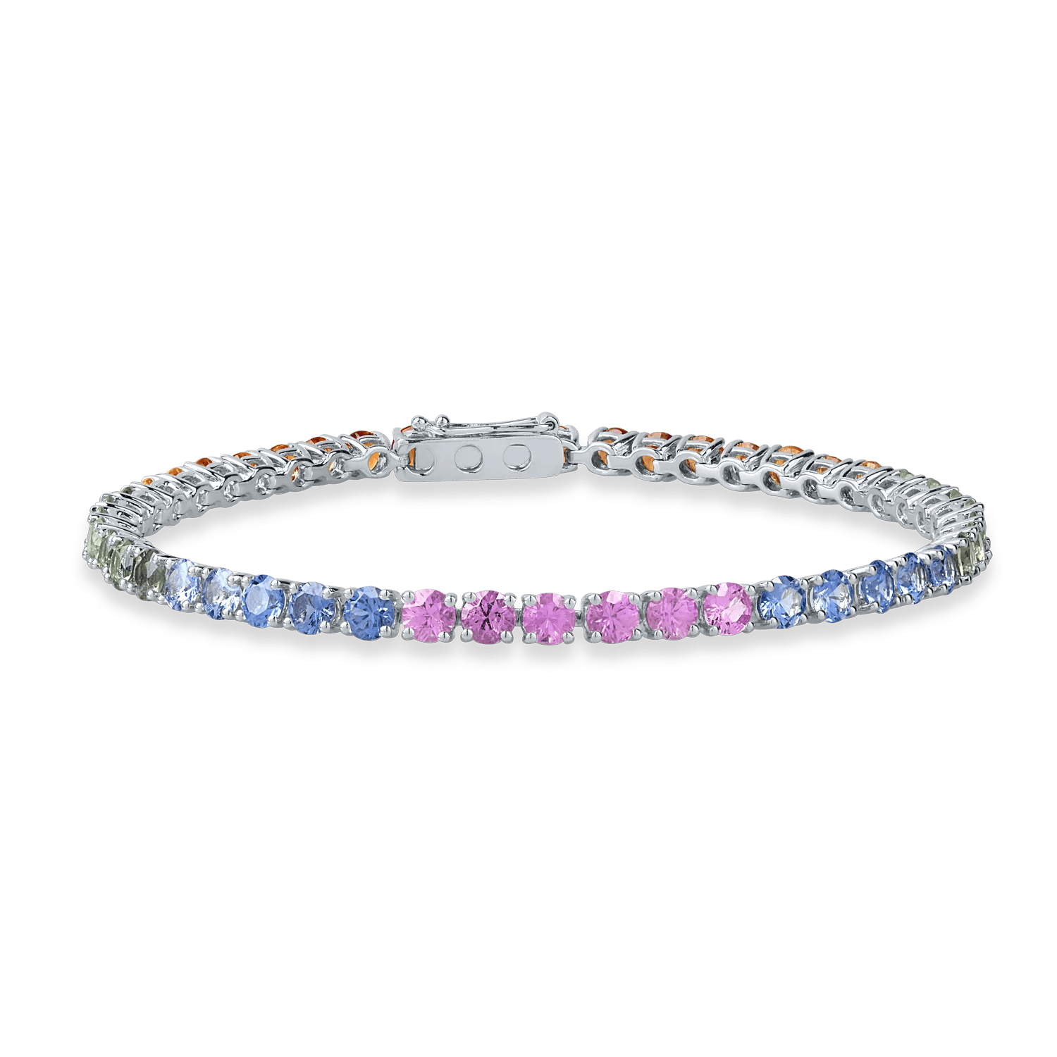 Brățară tennis din aur alb cu safire multicolore de 16.4ct – Teilor Brățară tennis din aur alb cu safire multicolore de 16.4ct – Teilor