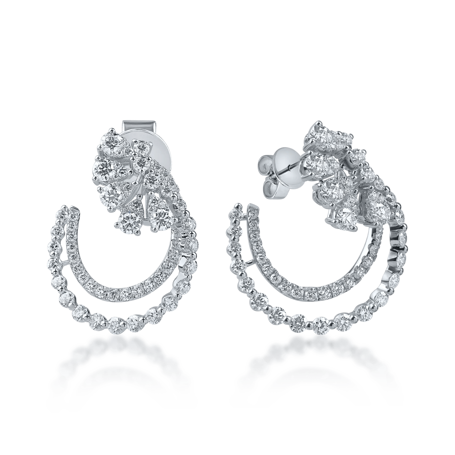Cercei geometrici din aur alb cu diamante de 2ct Cercei geometrici din aur alb cu diamante de 2ct