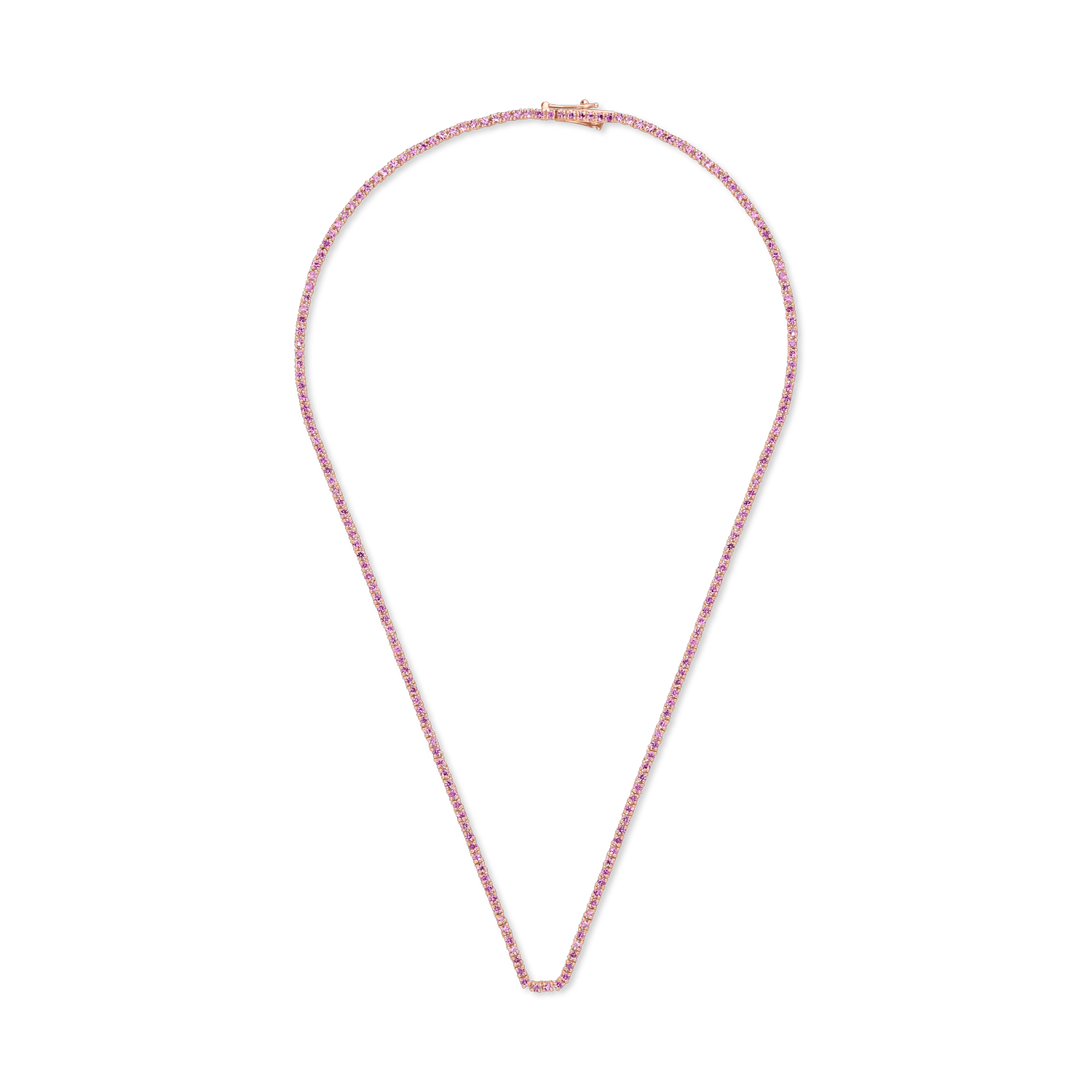 Colier tennis din aur roz cu safire roz, 5ct Colier tennis din aur roz cu safire roz, 5ct