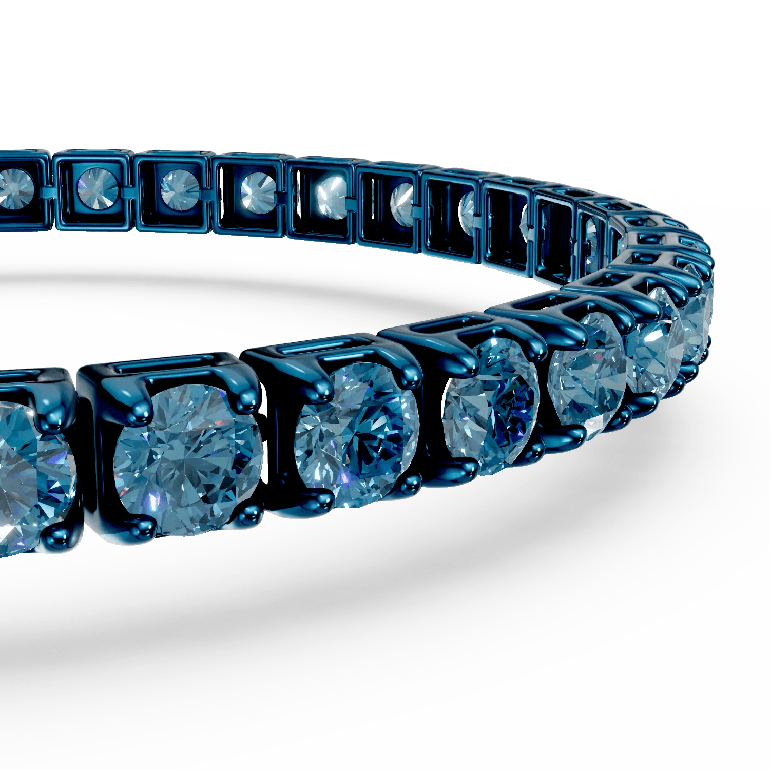 Brățară tennis aur albastru cu diamante albastre Brățară tennis aur albastru cu diamante albastre