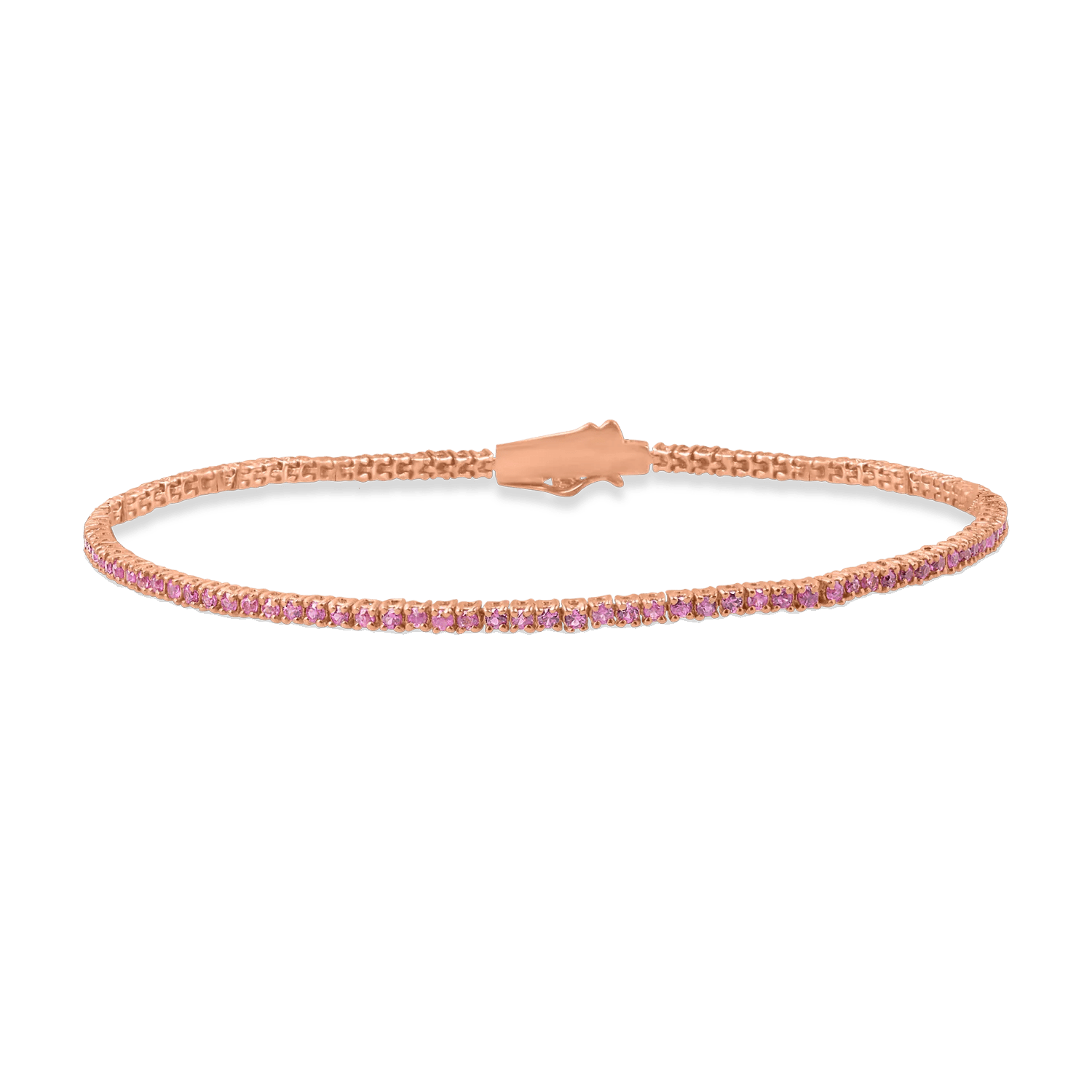 Brățară tennis din aur roz cu safire roz, 1ct Brățară tennis din aur roz cu safire roz, 1ct