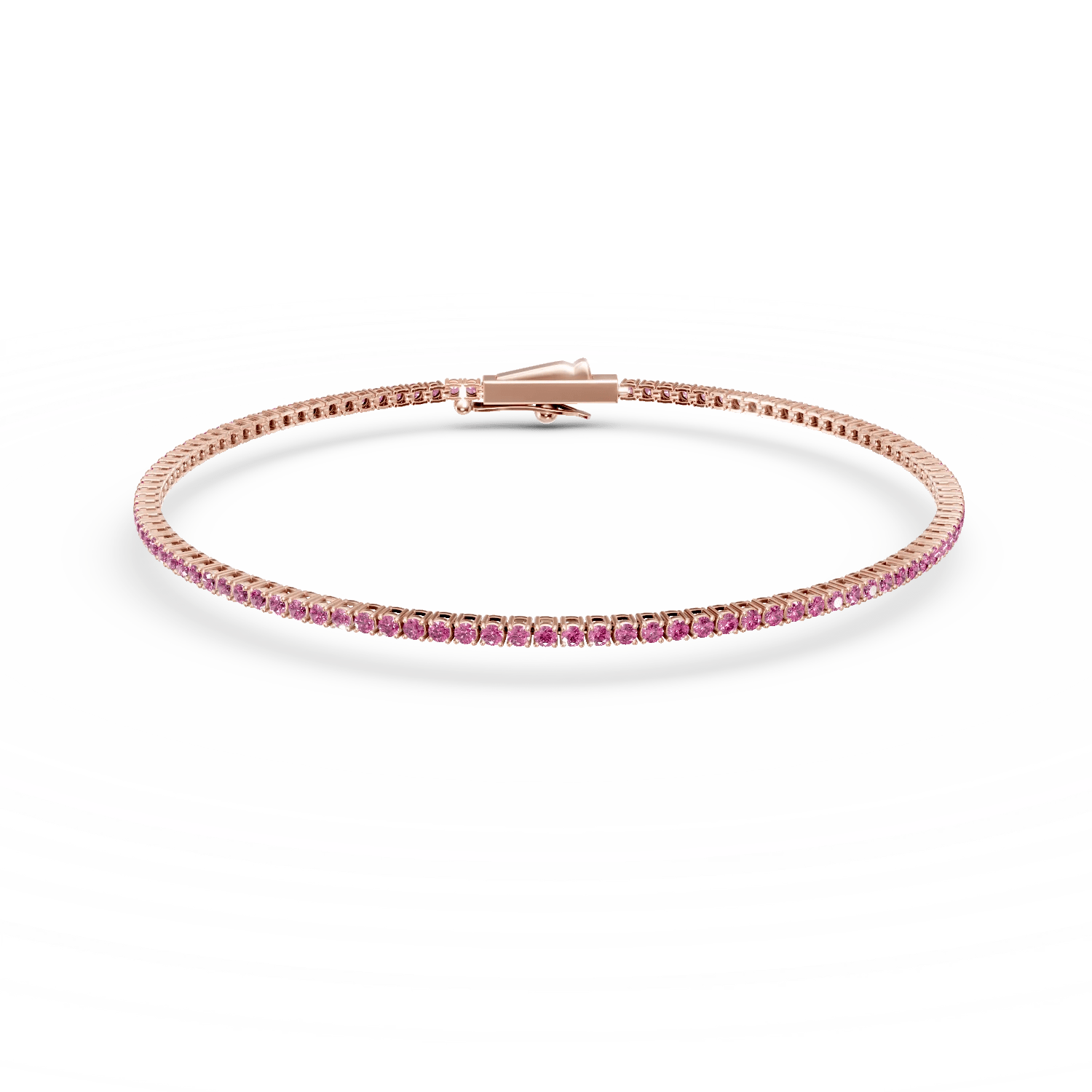 Brățară tennis din aur roz cu safire roz de 1.2ct Brățară tennis din aur roz cu safire roz de 1.2ct