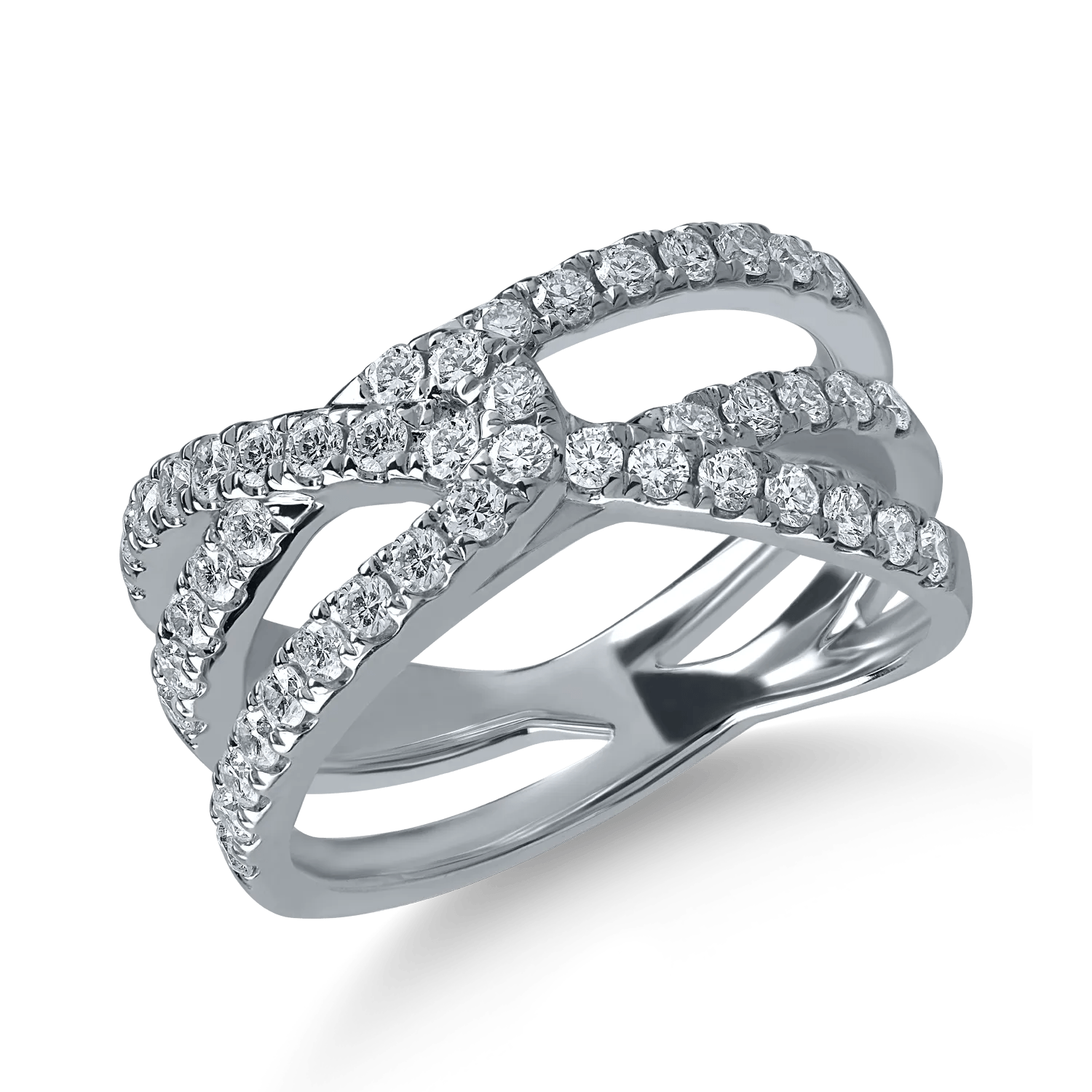 Inel geometric din aur alb cu diamante microsetting 0.7ct Inel geometric din aur alb cu diamante microsetting 0.7ct