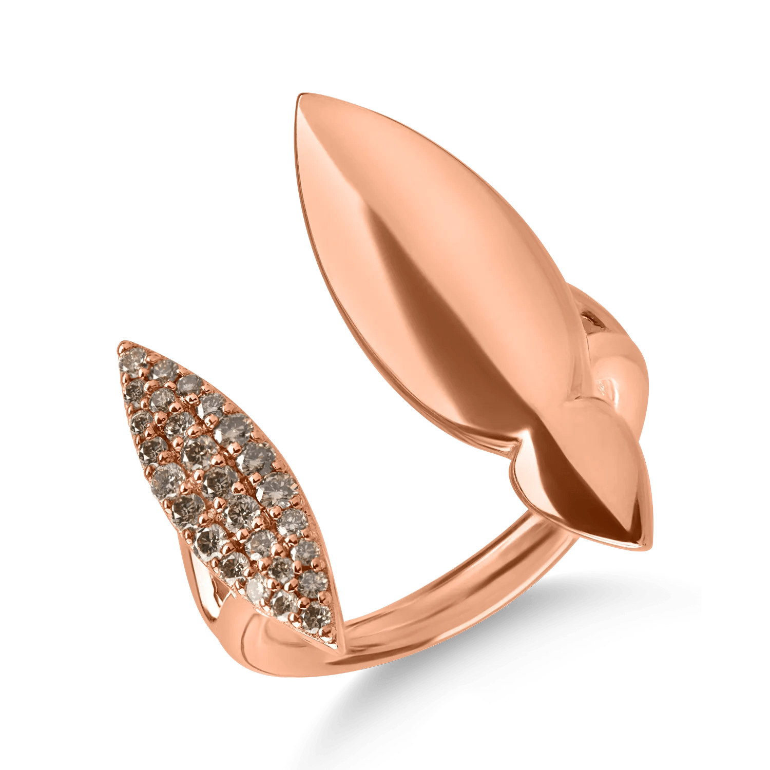 Inel din aur roz cu diamante maro și incolore de 0.3ct Inel din aur roz cu diamante maro și incolore de 0.3ct