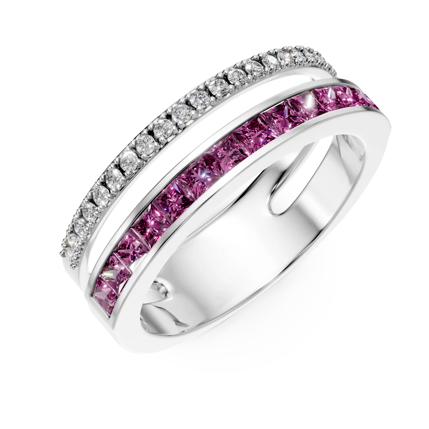 Inel aur alb cu rubine 0.86ct și diamante 0.16ct Inel aur alb cu rubine 0.86ct și diamante 0.16ct