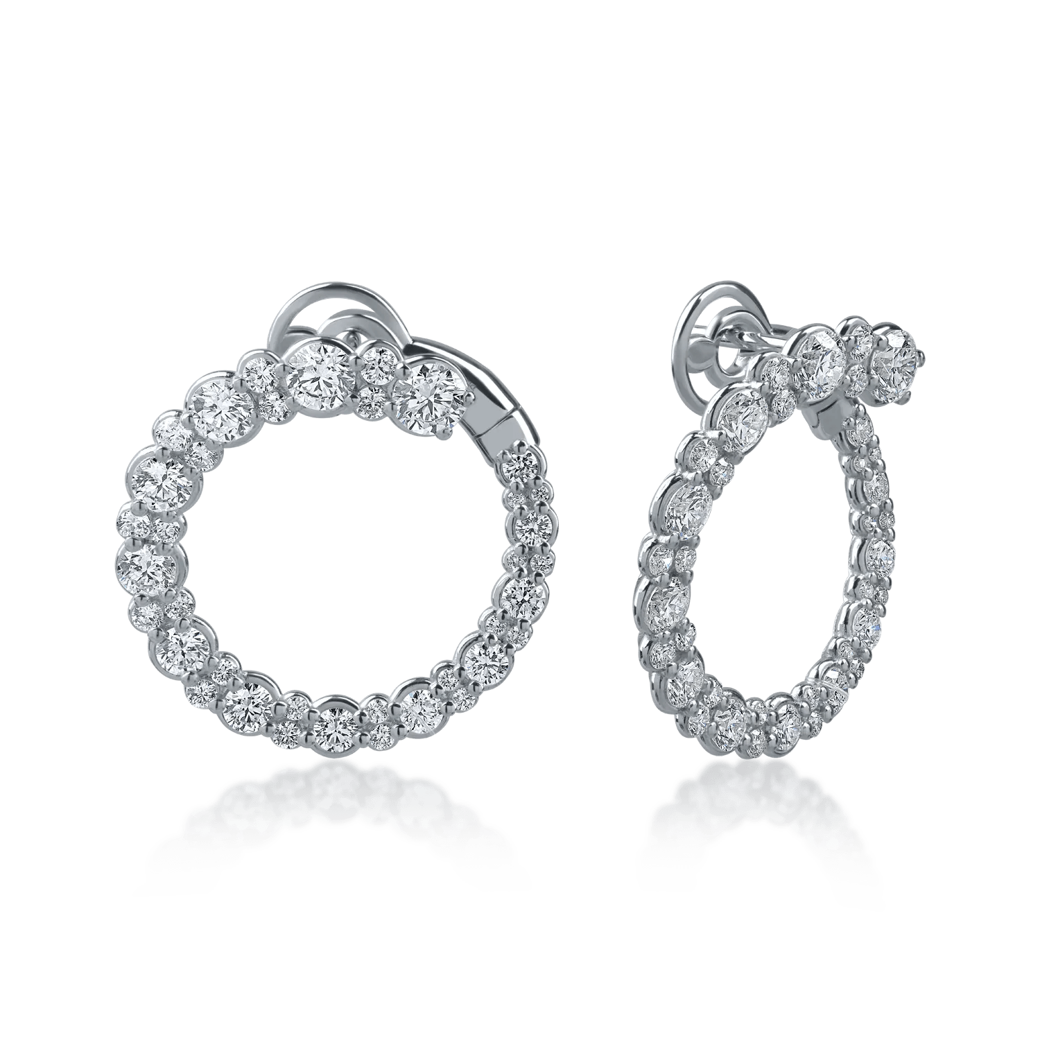 Cercei cu diamante de 2.52ct din aur alb Cercei cu diamante de 2.52ct din aur alb