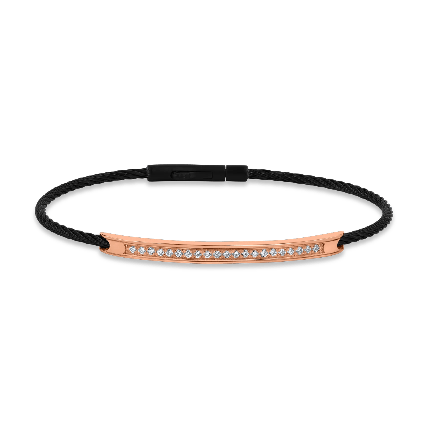 Brățară din aur roz și oțel, cu diamante de 0.28ct pentru bărbați Brățară din aur roz și oțel, cu diamante de 0.28ct pentru bărbați