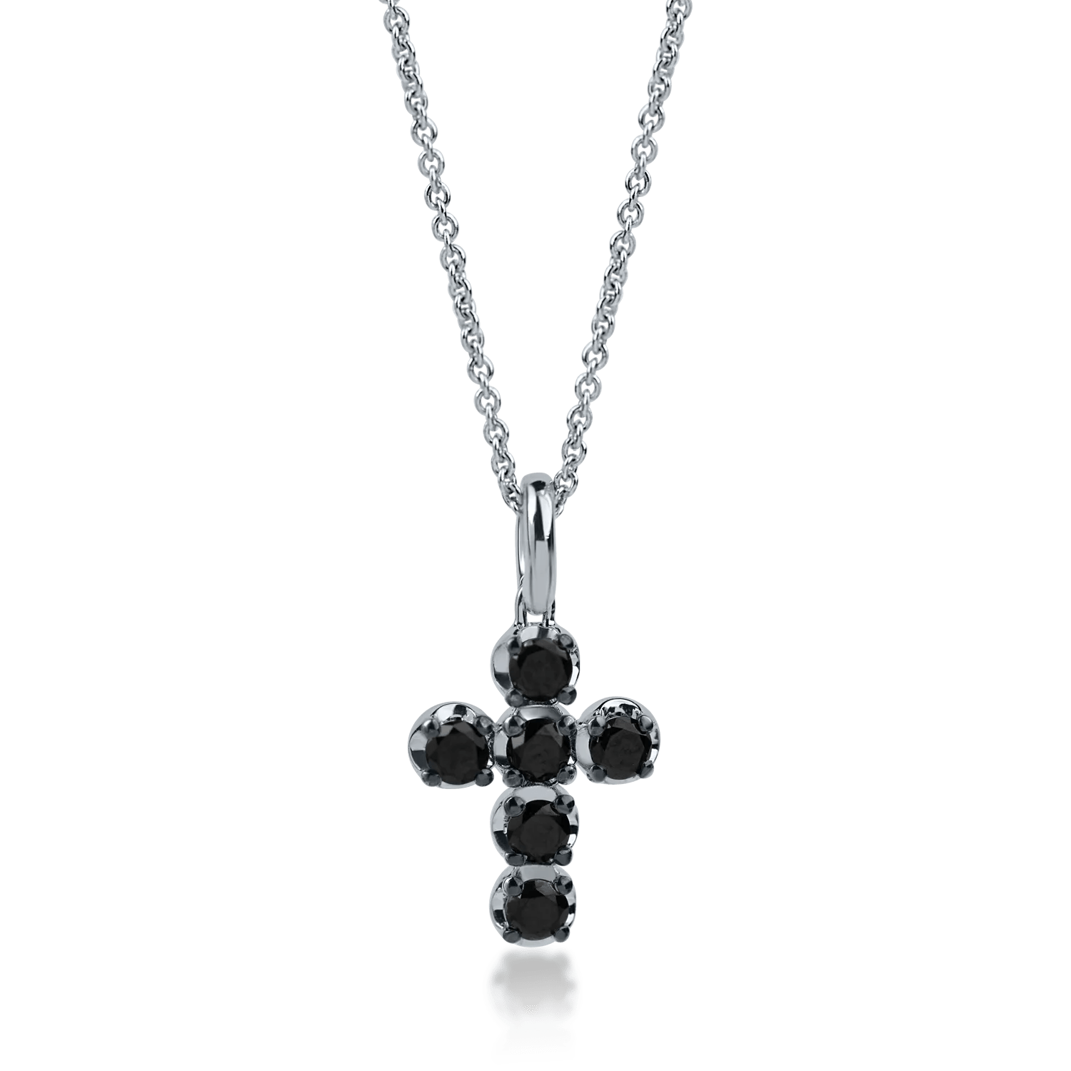 Lanţ cu pandantiv cruce din aur alb cu diamante negre 0.57ct Lanţ cu pandantiv cruce din aur alb cu diamante negre 0.57ct