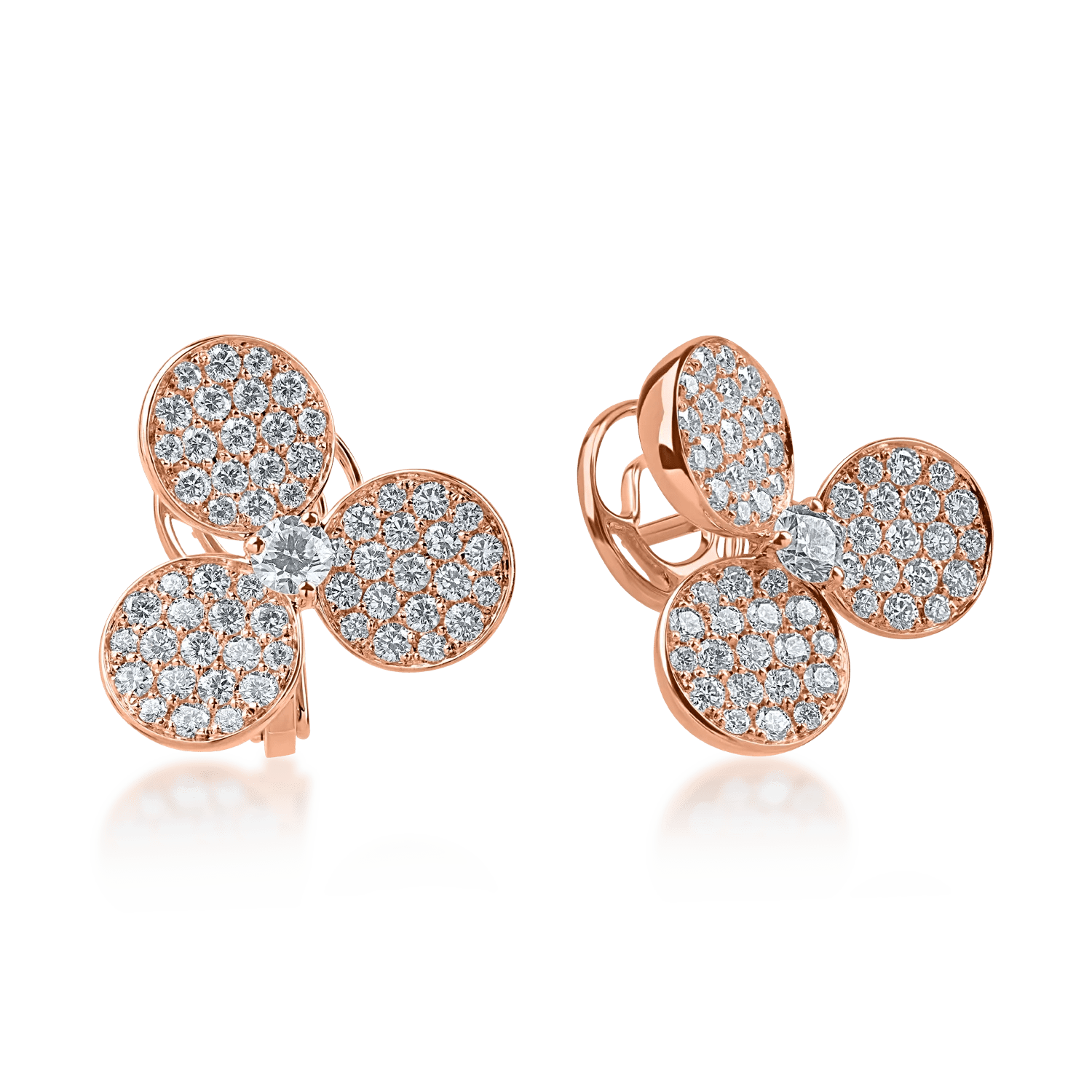 Cercei din aur roz cu diamante de 1.76ct Cercei din aur roz cu diamante de 1.76ct