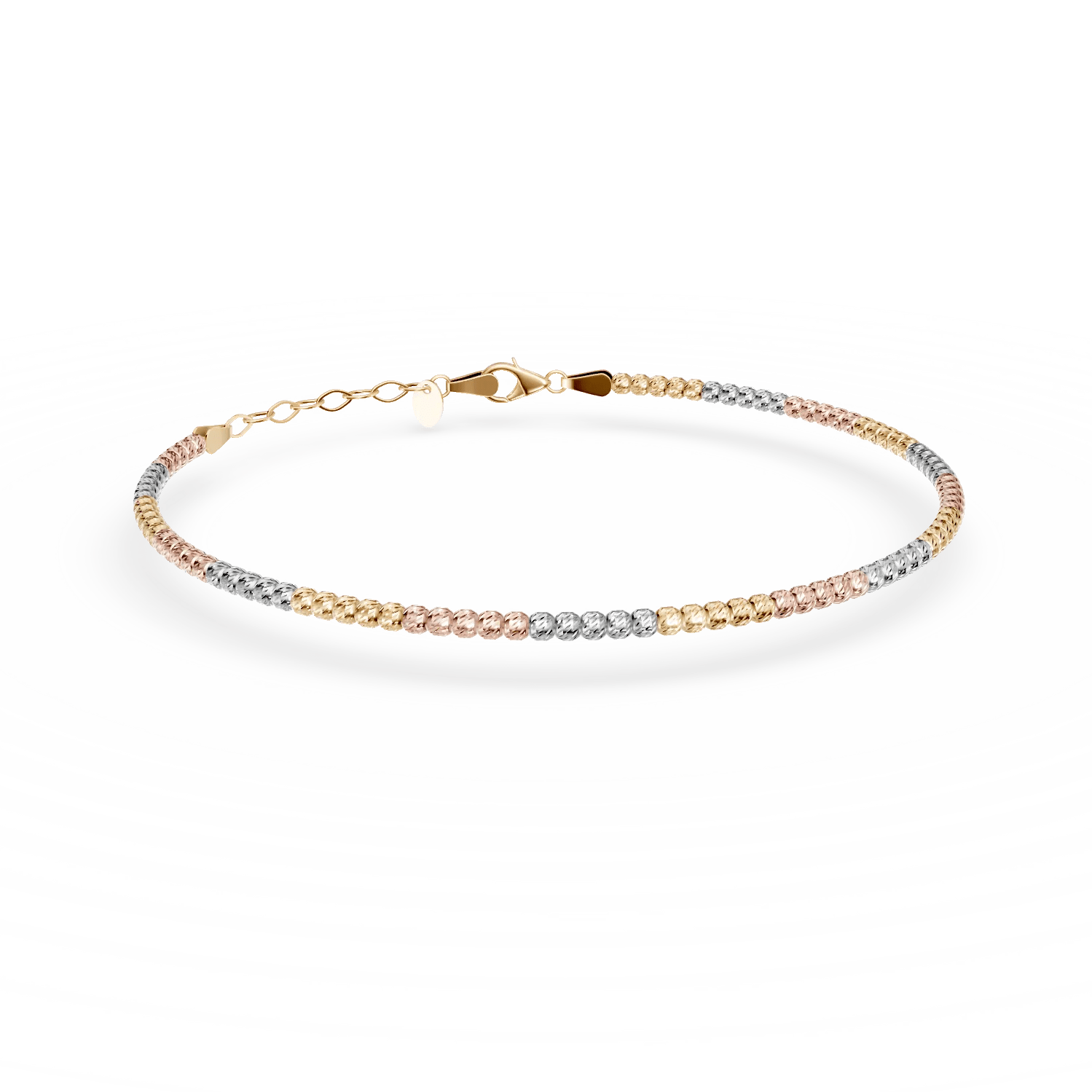 Brățară cu biluțe din aur alb, roz și galben Brățară cu biluțe din aur alb, roz și galben