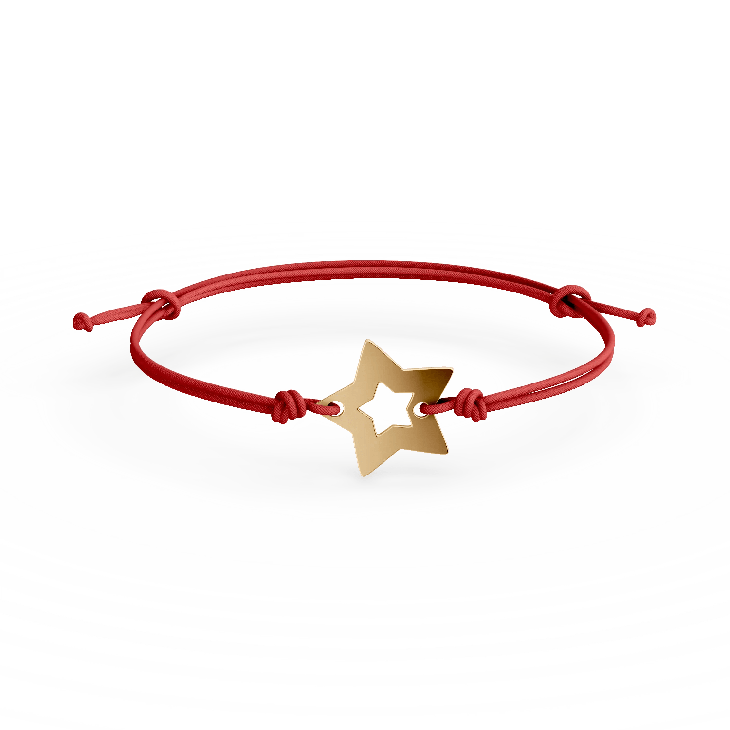 Brățară cu șnur și pandantiv stea din aur galben Brățară cu șnur și pandantiv stea din aur galben