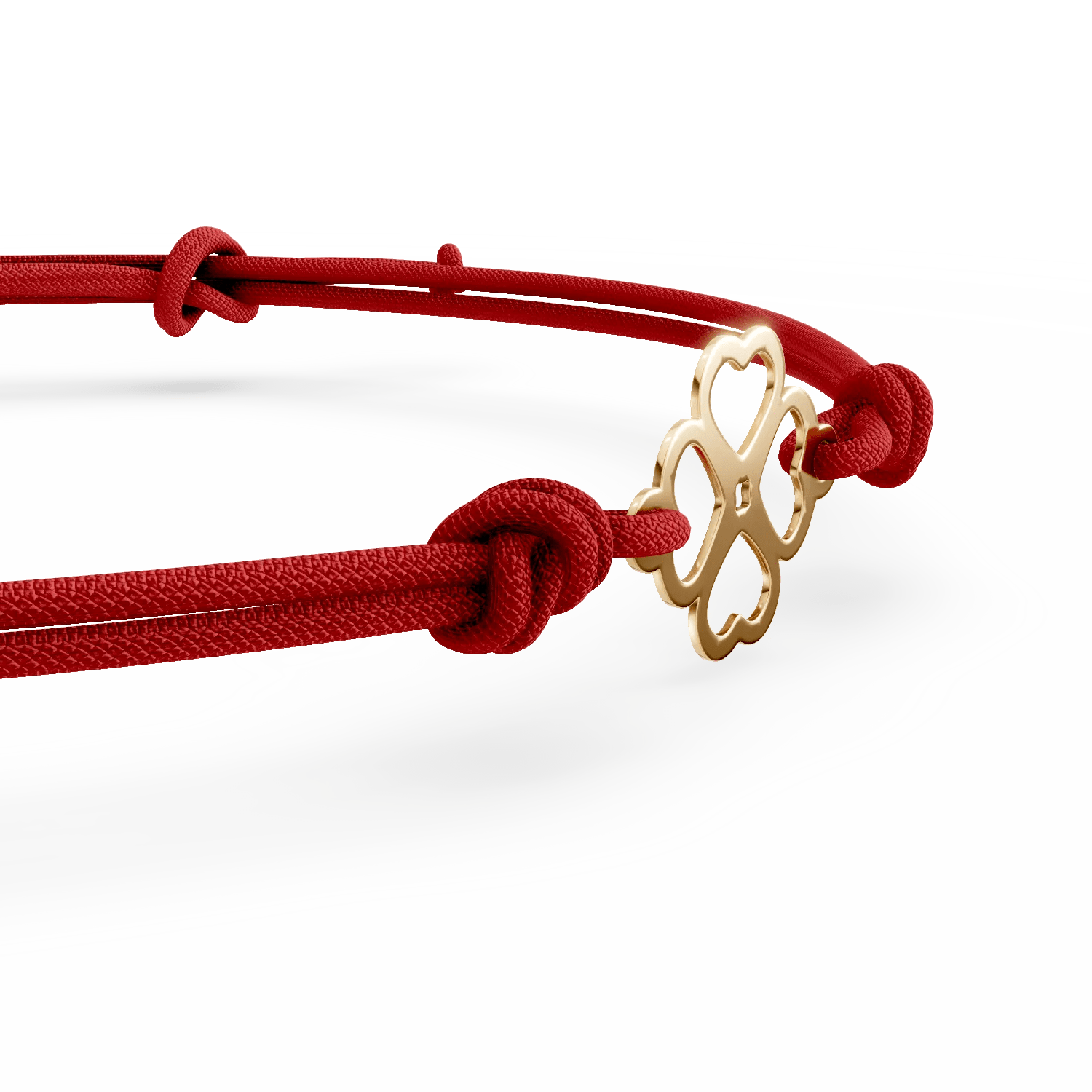 Brățară cu șnur și pandantiv trifoi aur Brățară cu șnur și pandantiv trifoi aur