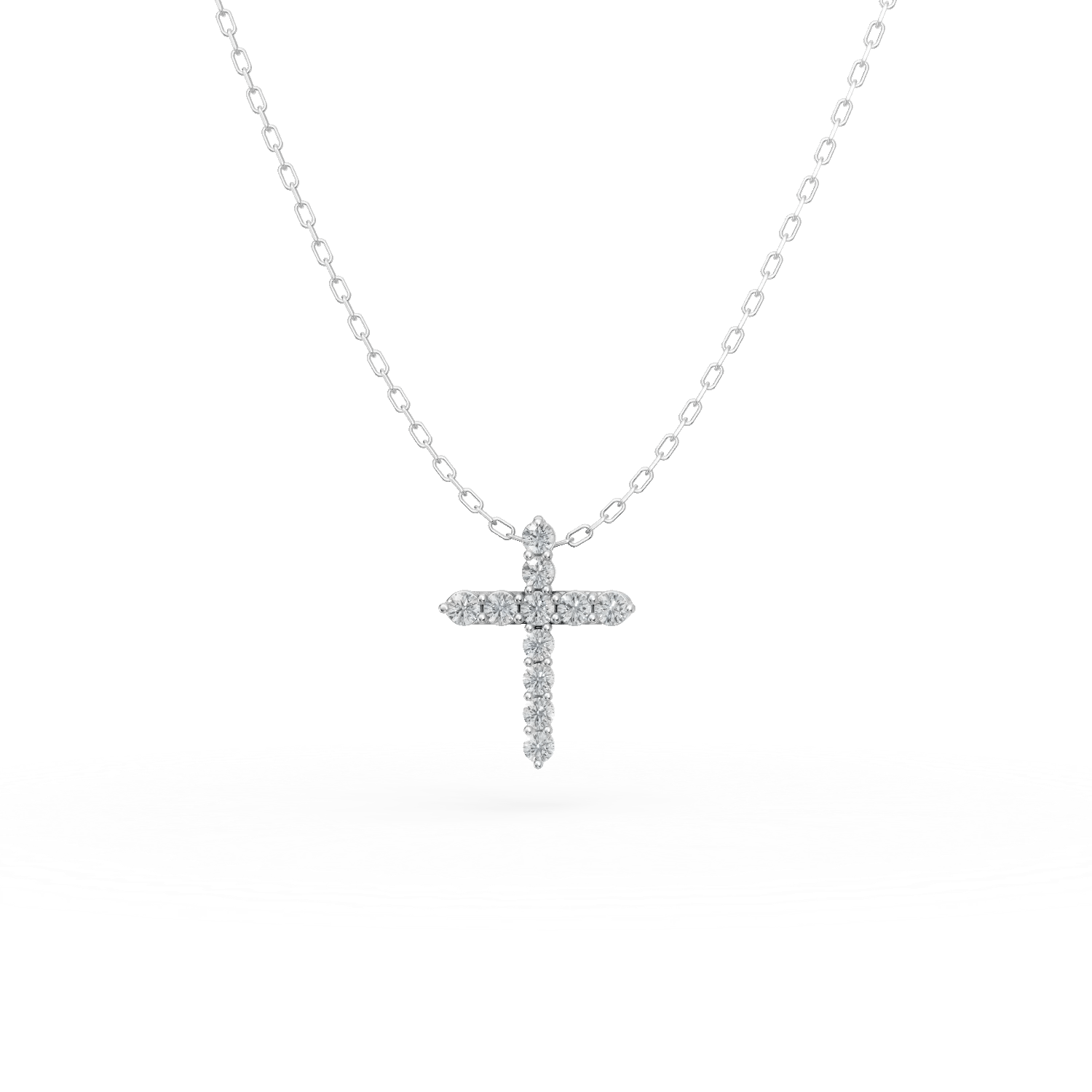 Lănțisor cu pandantiv cruce din aur alb și diamante de 0.08ct Lănțisor cu pandantiv cruce din aur alb și diamante de 0.08ct