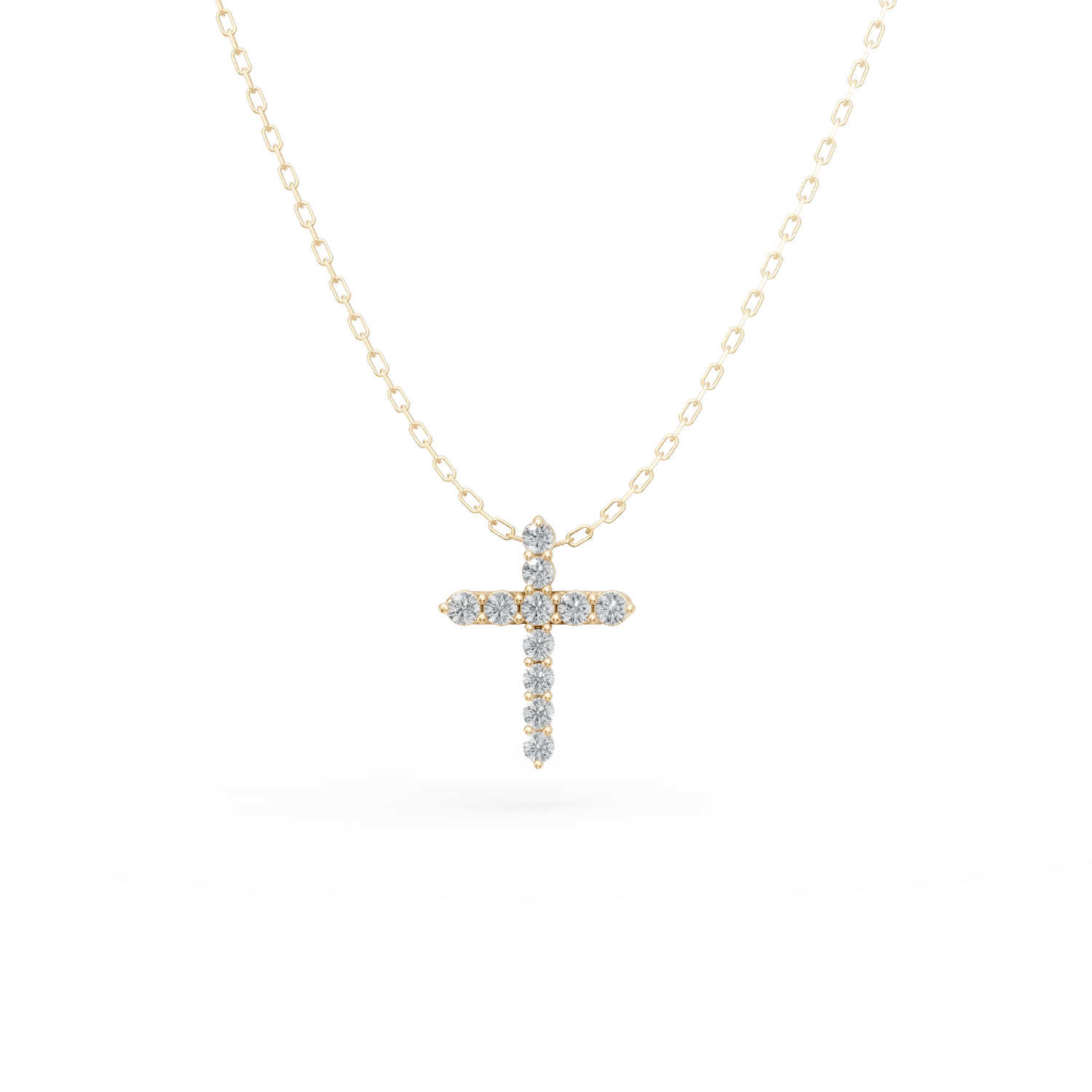 Lanț cu pandantiv cruce din aur galben și diamante de 0.08ct Lanț cu pandantiv cruce din aur galben și diamante de 0.08ct