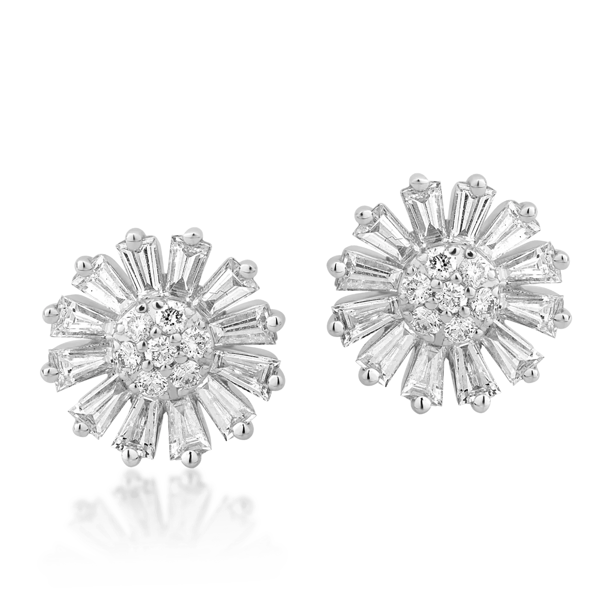 Cercei florali din aur alb cu diamante de 0.6ct Cercei florali din aur alb cu diamante de 0.6ct