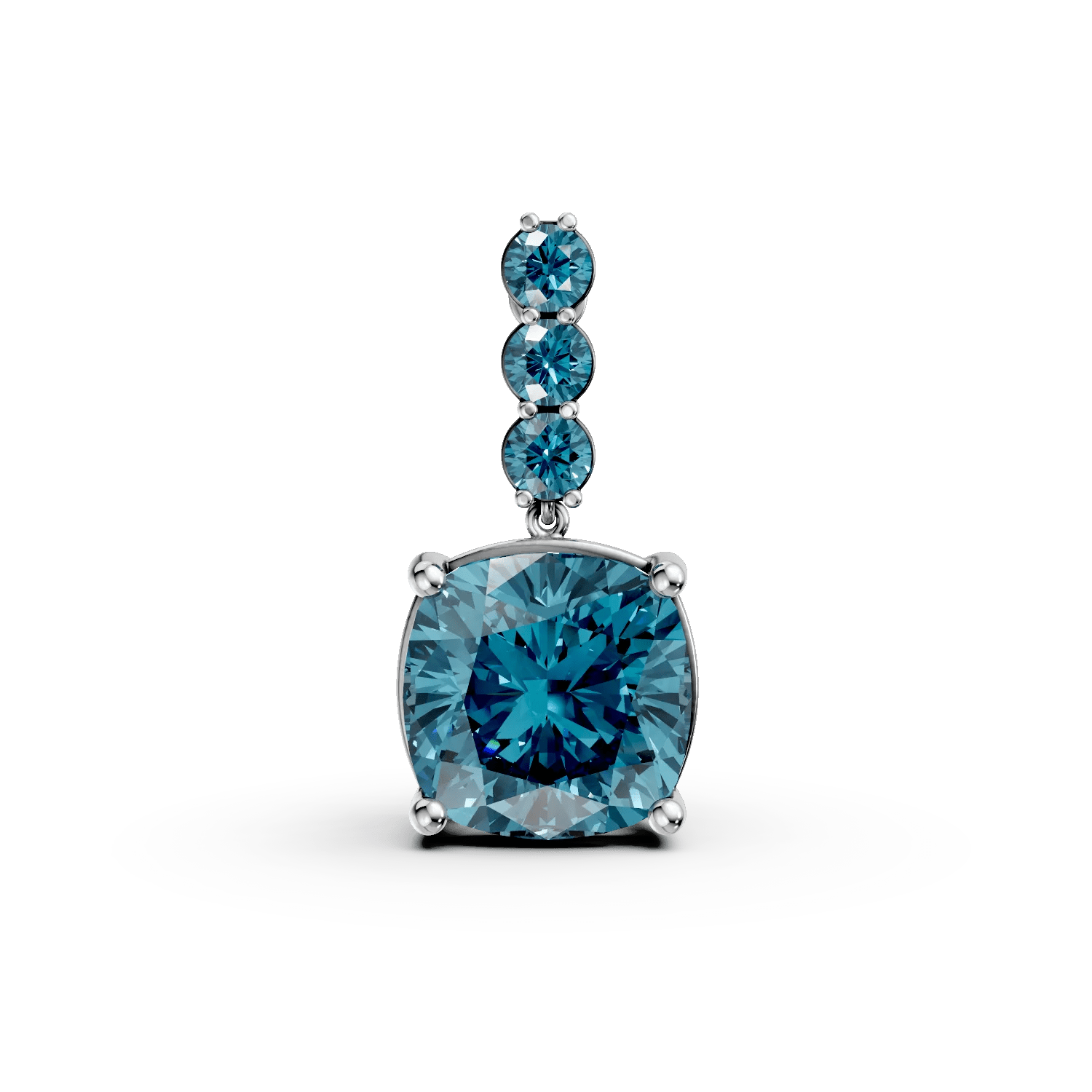 Pandantiv geometric din aur alb cu topaze london blue de 6ct Pandantiv geometric din aur alb cu topaze london blue de 6ct