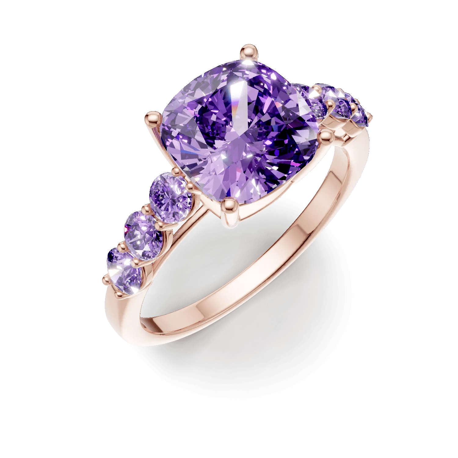 Inel din aur roz cu ametiste 3.5ct Inel din aur roz cu ametiste 3.5ct