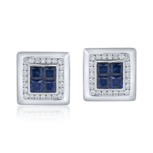 Butoni din aur alb cu onix de 1.7ct și diamante de 0.8ct – Teilor Butoni din aur alb cu onix de 1.7ct și diamante de 0.8ct – Teilor