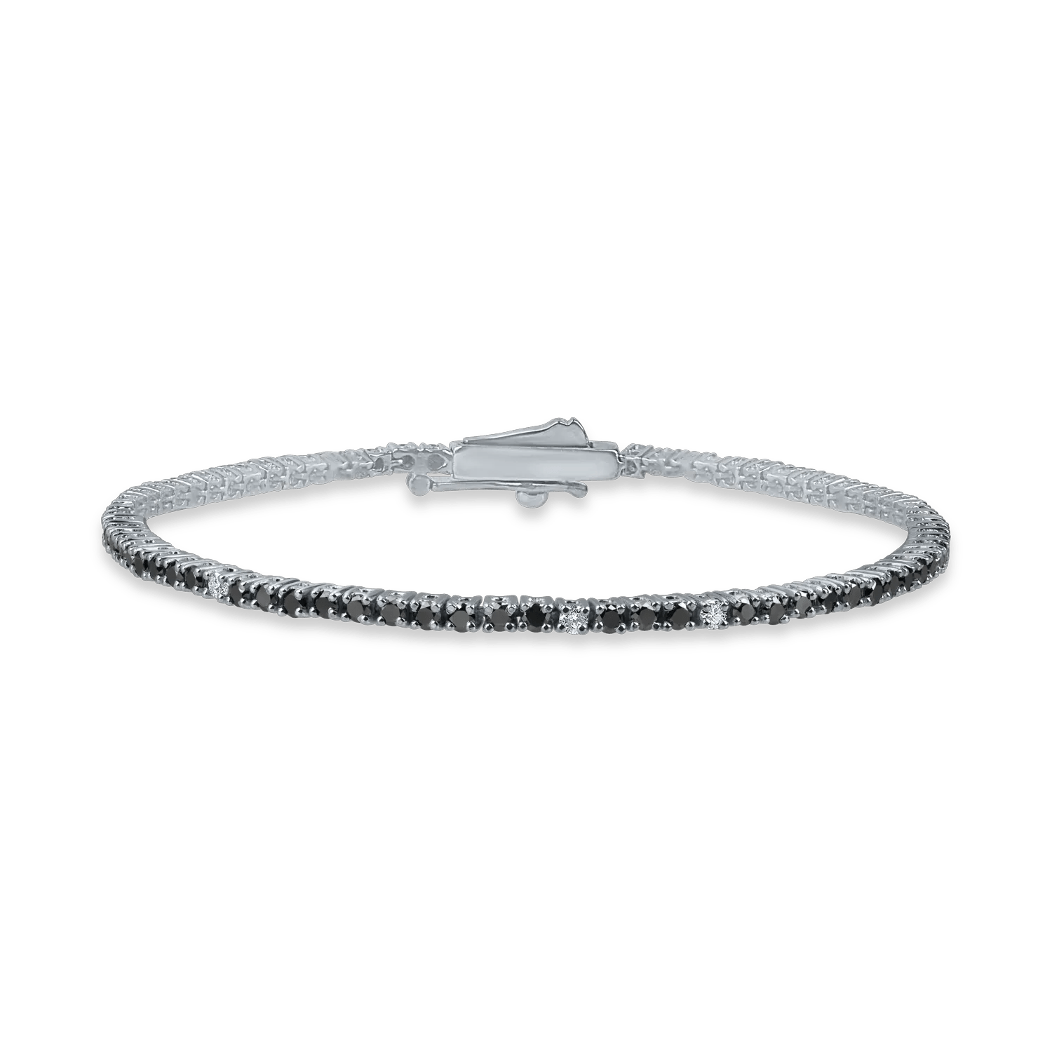 Brățară tennis din aur alb cu diamante negre și incolore de 1.9ct Brățară tennis din aur alb cu diamante negre și incolore de 1.9ct