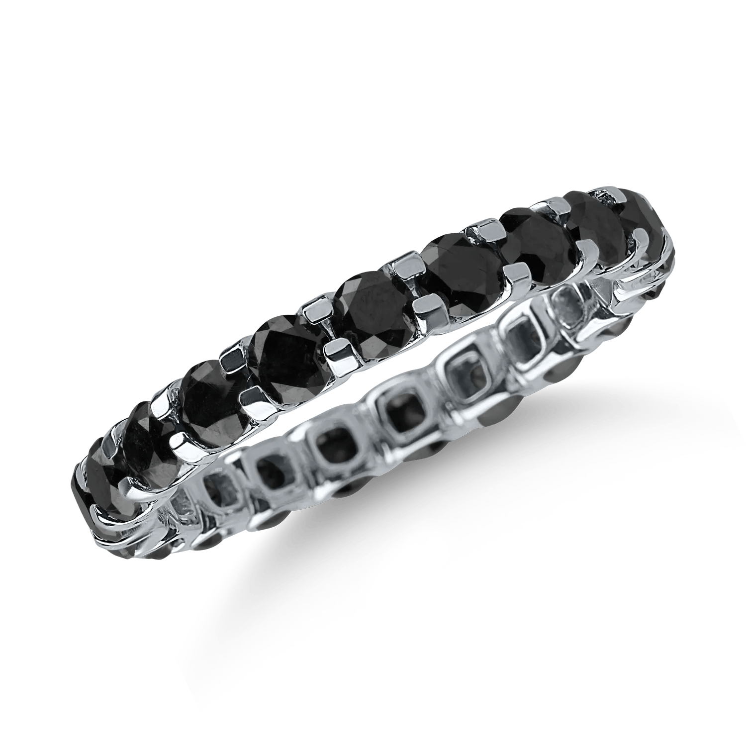 Inel din aur alb cu diamante negre de 2.4ct – eternity Inel din aur alb cu diamante negre de 2.4ct – eternity
