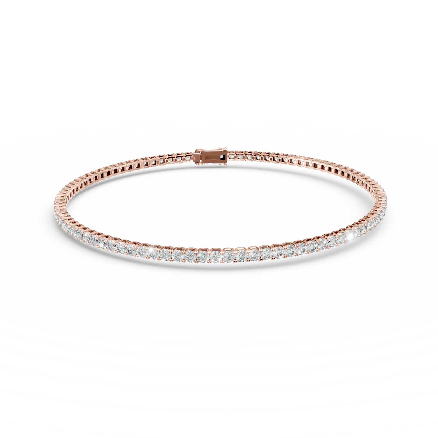 Brățară tennis din aur roz cu diamante de 3ct Brățară tennis din aur roz cu diamante de 3ct