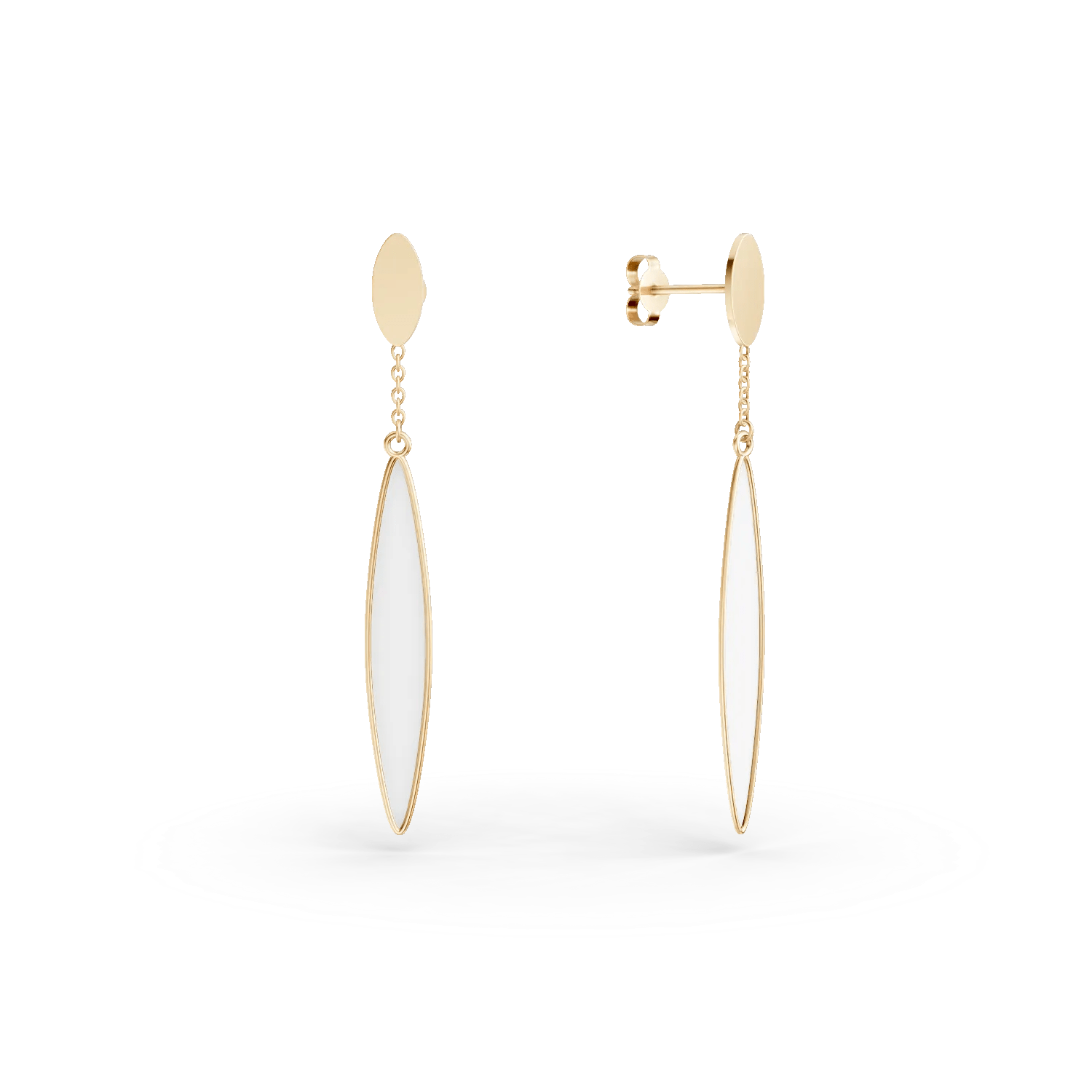 Cercei candelabru aur galben cu sidef 0.4ct Cercei candelabru aur galben cu sidef 0.4ct