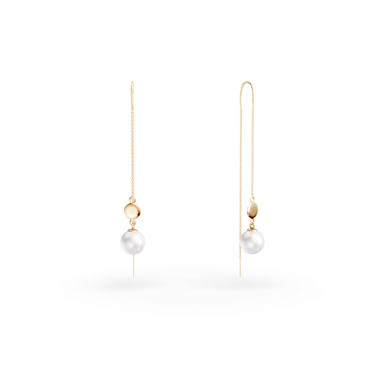 Cercei lungi din aur galben cu perle de cultură de 0.9ct – Teilor Cercei lungi din aur galben cu perle de cultură de 0.9ct – Teilor