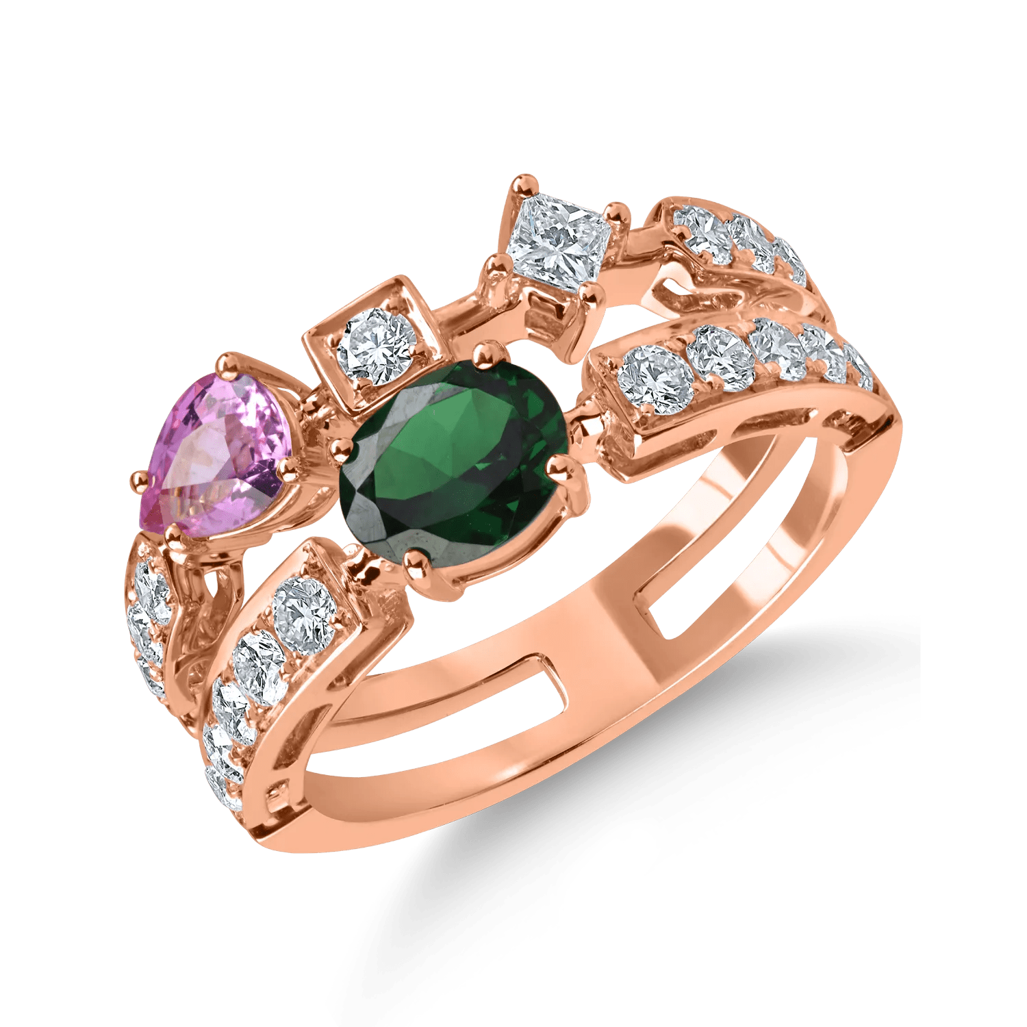 Inel din aur roz cu pietre de 1.6ct Inel din aur roz cu pietre de 1.6ct
