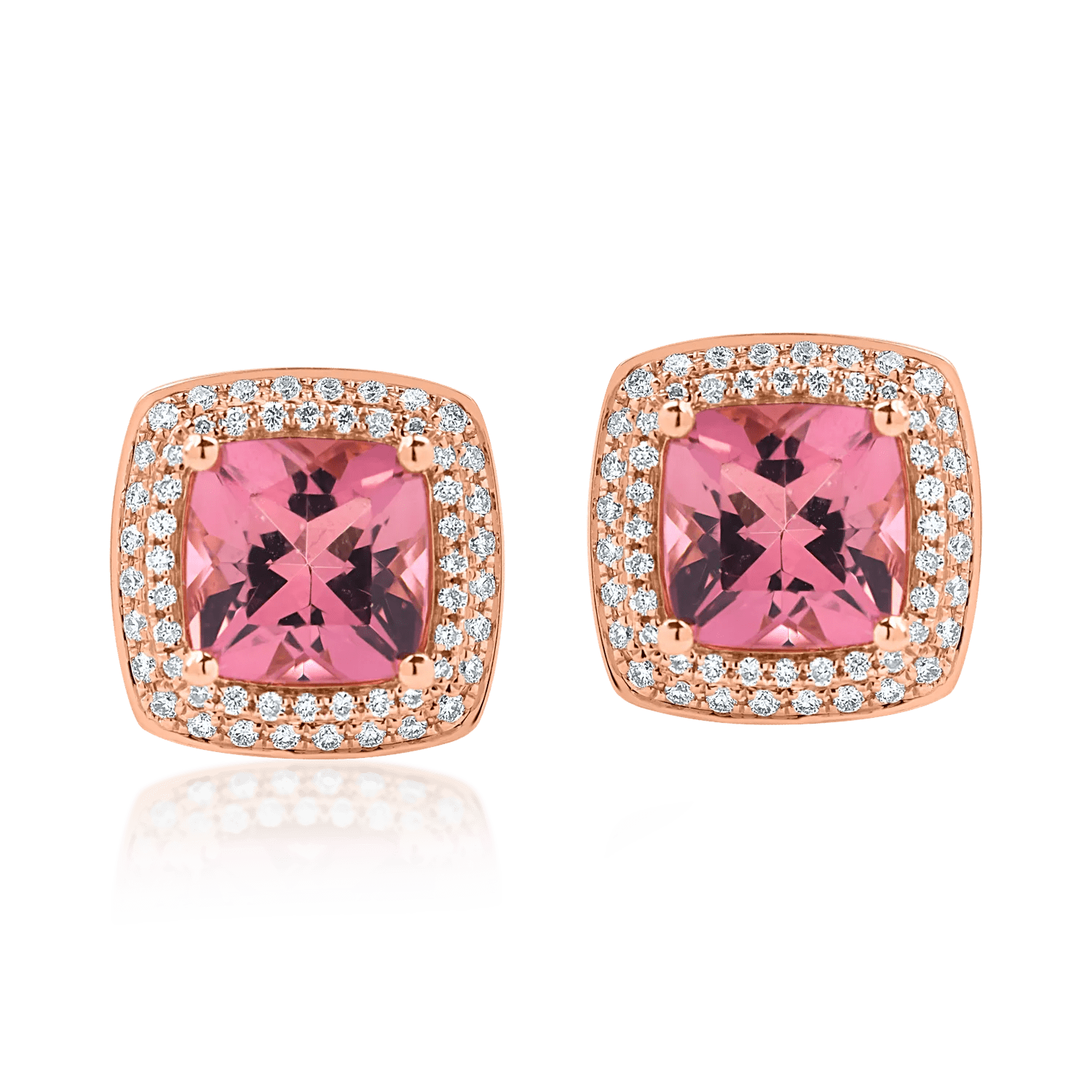 Cercei geometrici din aur roz cu diamante Cercei geometrici din aur roz cu diamante