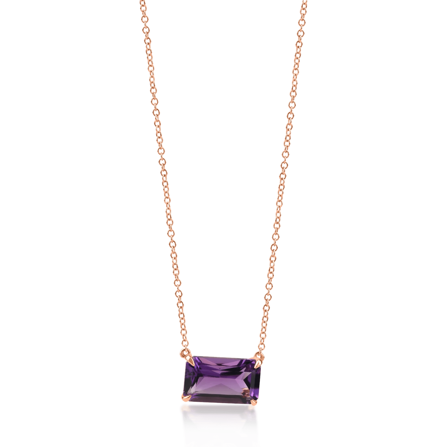 Lanț cu pandantiv din aur roz și ametist octogonal de 1.9ct Lanț cu pandantiv din aur roz și ametist octogonal de 1.9ct