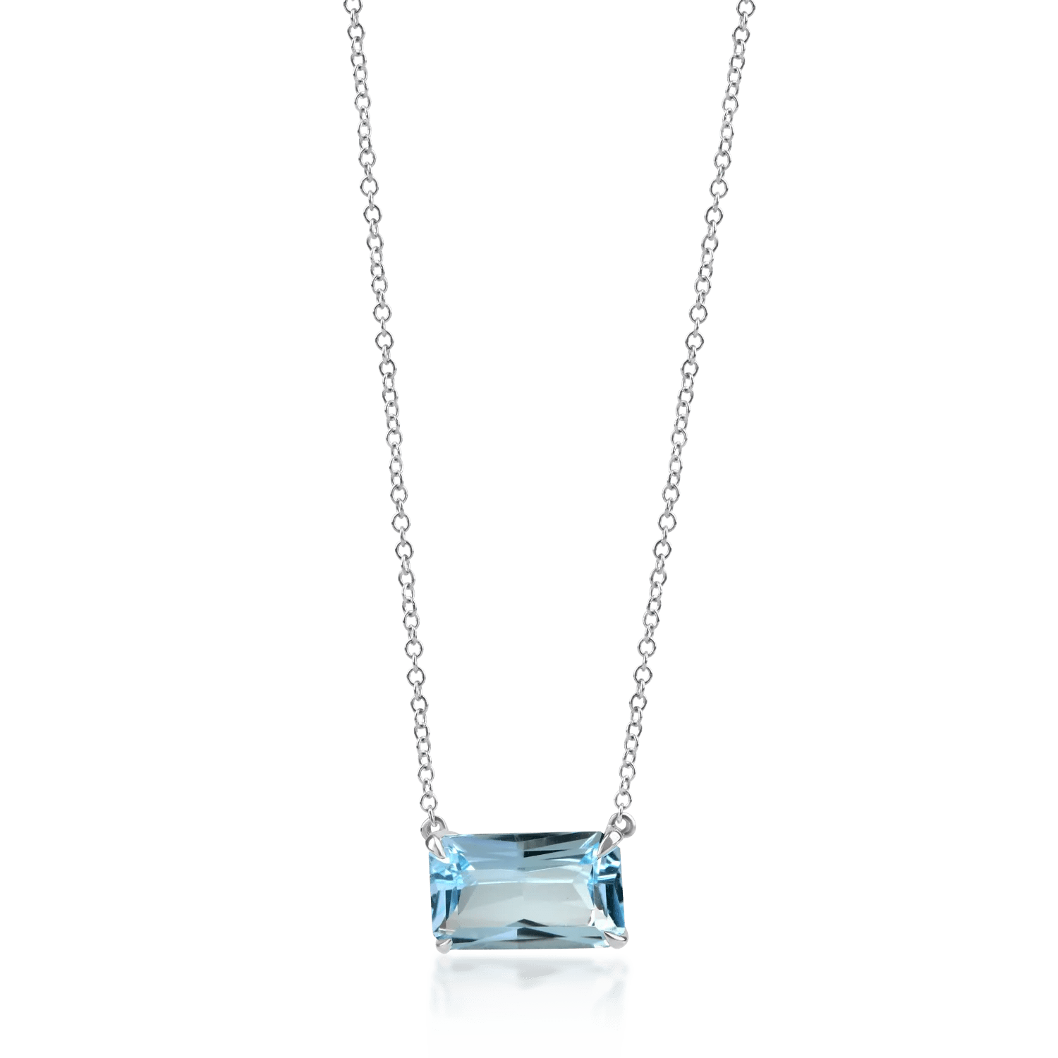 Lanț cu pandantiv din aur alb și topaz albastru octogonal de 2.4ct Lanț cu pandantiv din aur alb și topaz albastru octogonal de 2.4ct