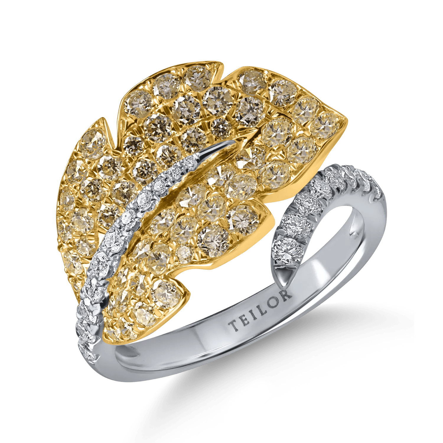 Inel din aur alb-galben cu diamante de 1.6ct Inel din aur alb-galben cu diamante de 1.6ct