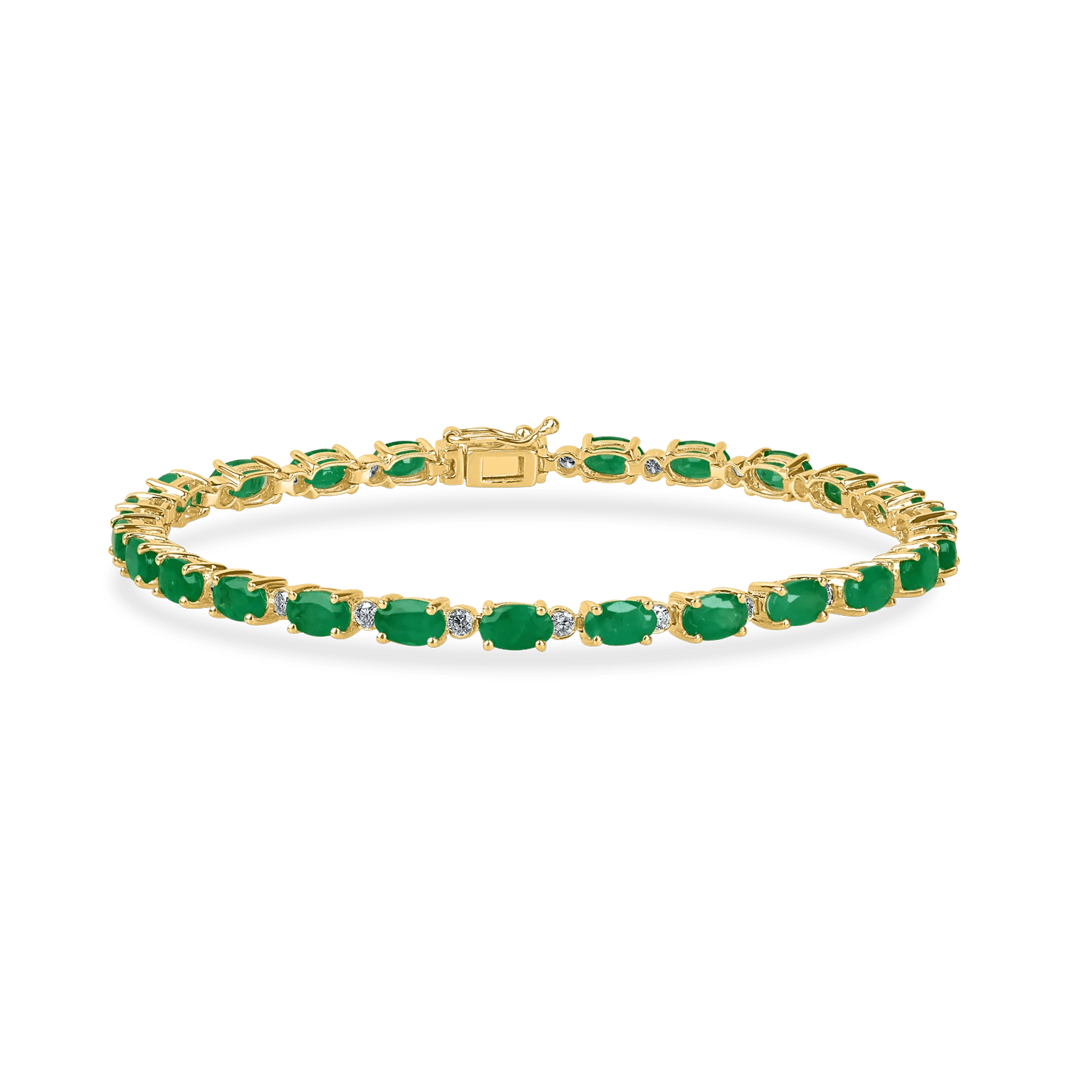 Brăţară tennis din aur galben cu smaralde şi diamante de 6.46ct Brăţară tennis din aur galben cu smaralde şi diamante de 6.46ct