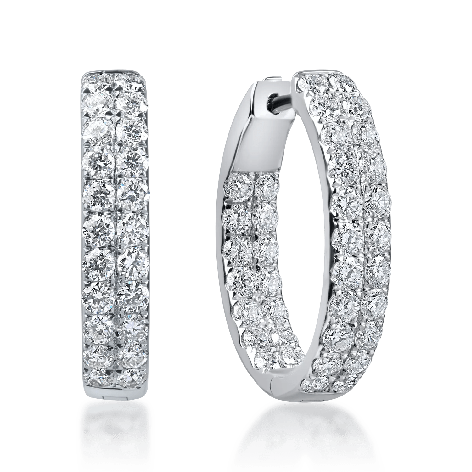 Cercei cu tortițe din aur alb și diamante de 1.99ct Cercei cu tortițe din aur alb și diamante de 1.99ct