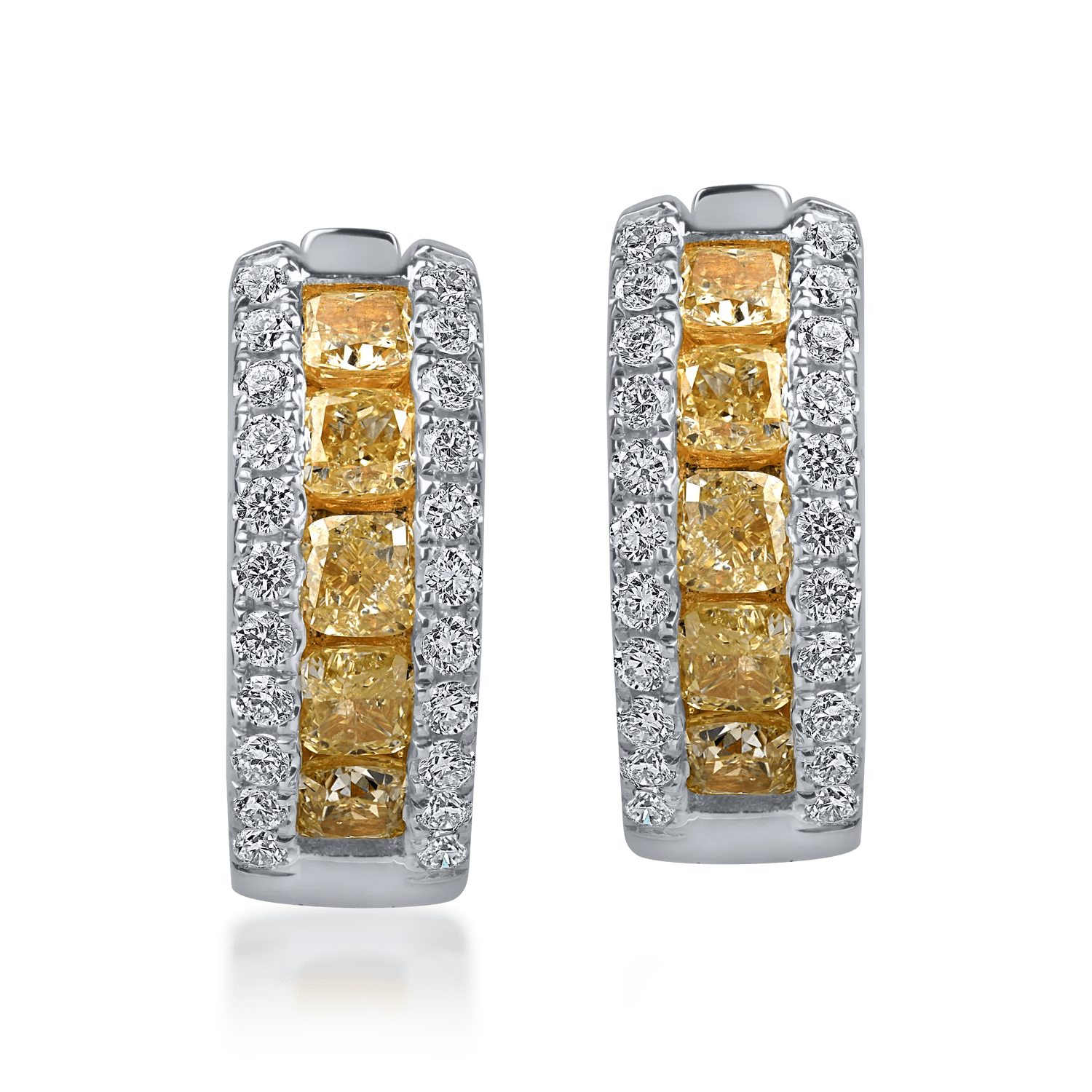 Cercei din aur alb-galben cu diamante elegante Cercei din aur alb-galben cu diamante elegante