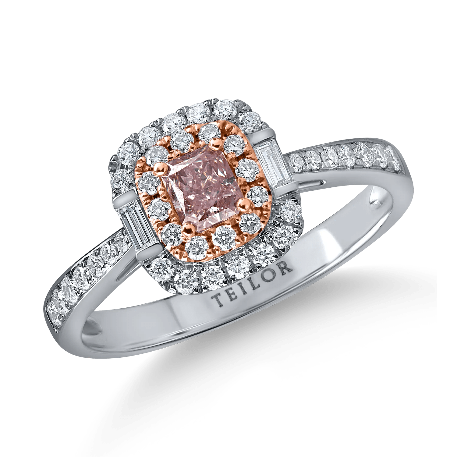 Inel geometric din aur alb-roz cu diamante de 0.68ct Inel geometric din aur alb-roz cu diamante de 0.68ct