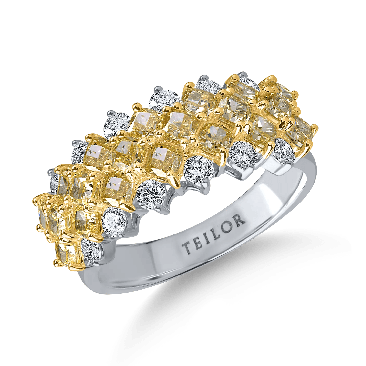 Inel din aur alb-galben cu diamante de 2.9ct Inel din aur alb-galben cu diamante de 2.9ct