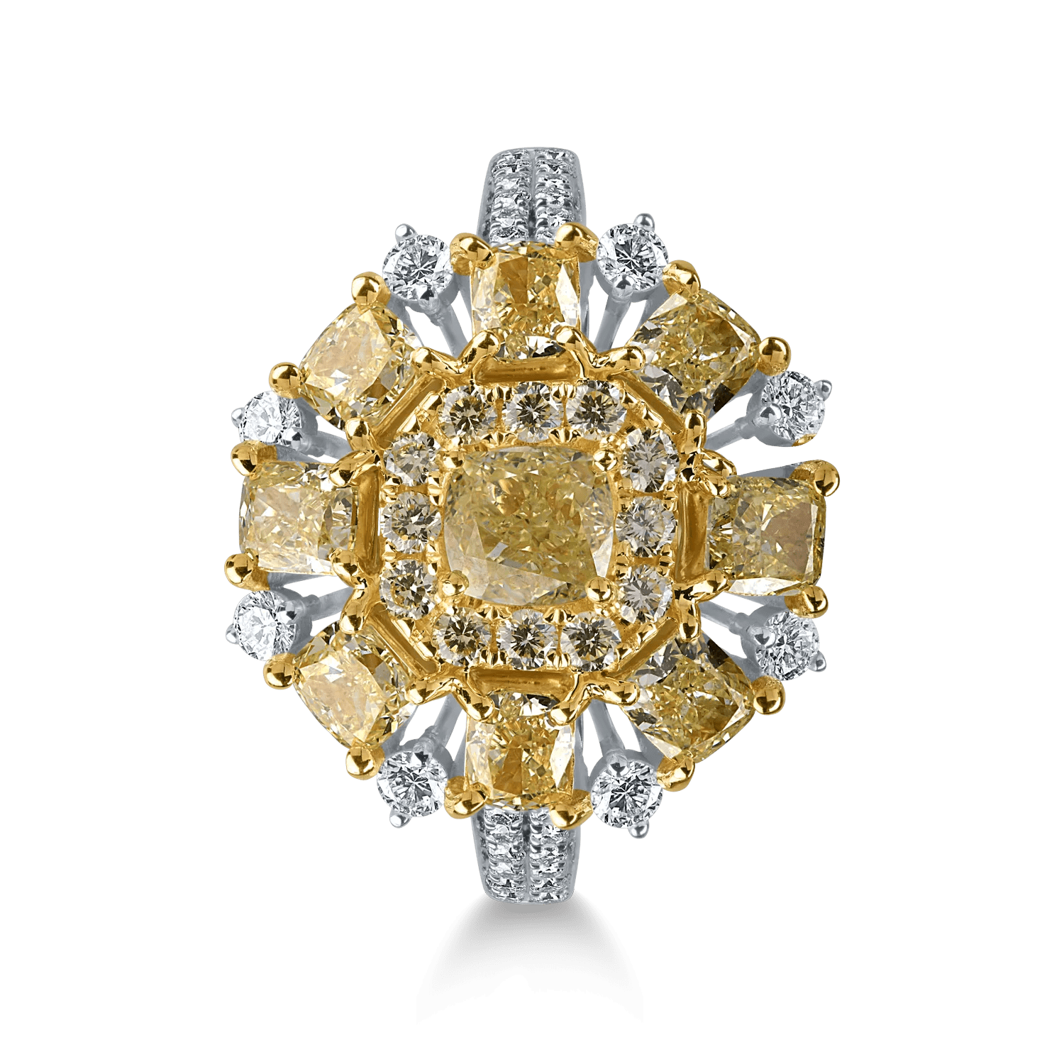 Inel din aur alb-galben cu diamante Inel din aur alb-galben cu diamante