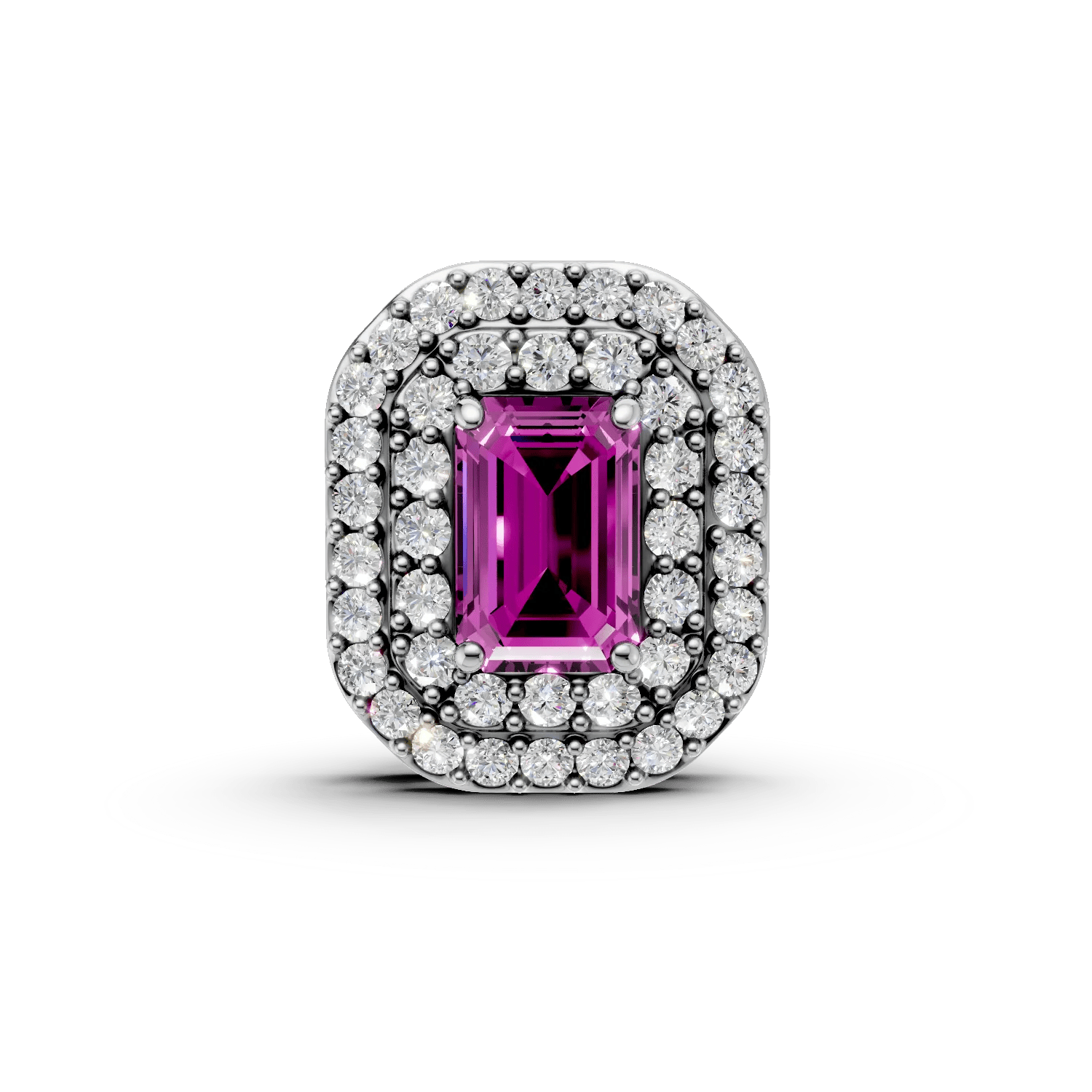 Pandantiv geometric din aur alb cu rubin rectangular de 0.6ct și diamante de 0.2ct – Teilor Pandantiv geometric din aur alb cu rubin rectangular de 0.6ct și diamante de 0.2ct – Teilor