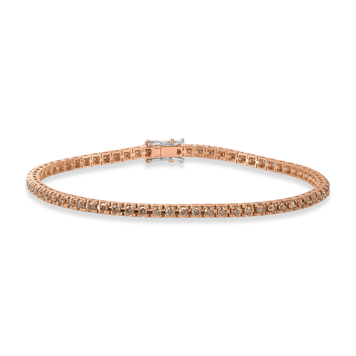 Brățară tennis din aur roz cu diamante maro de 2.4ct pentru bărbați Brățară tennis din aur roz cu diamante maro de 2.4ct pentru bărbați